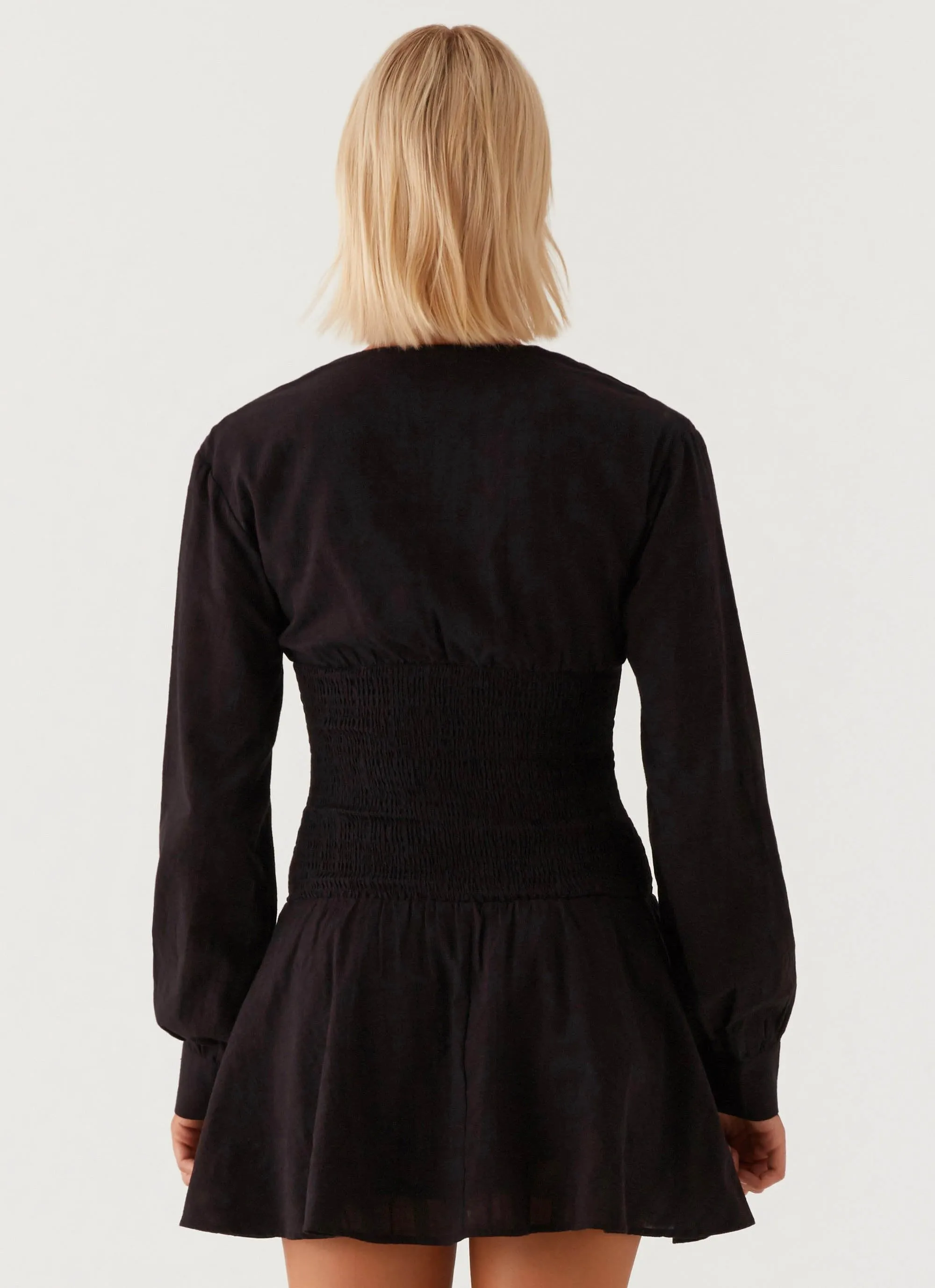 Kenzo Long Sleeve Mini Dress - Black Smile Soft Modern Design