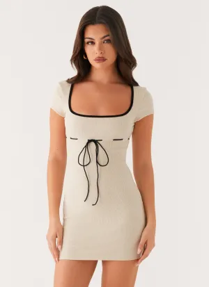 Fresh Glow Keoni Ribbed Mini Dress - Oatmeal