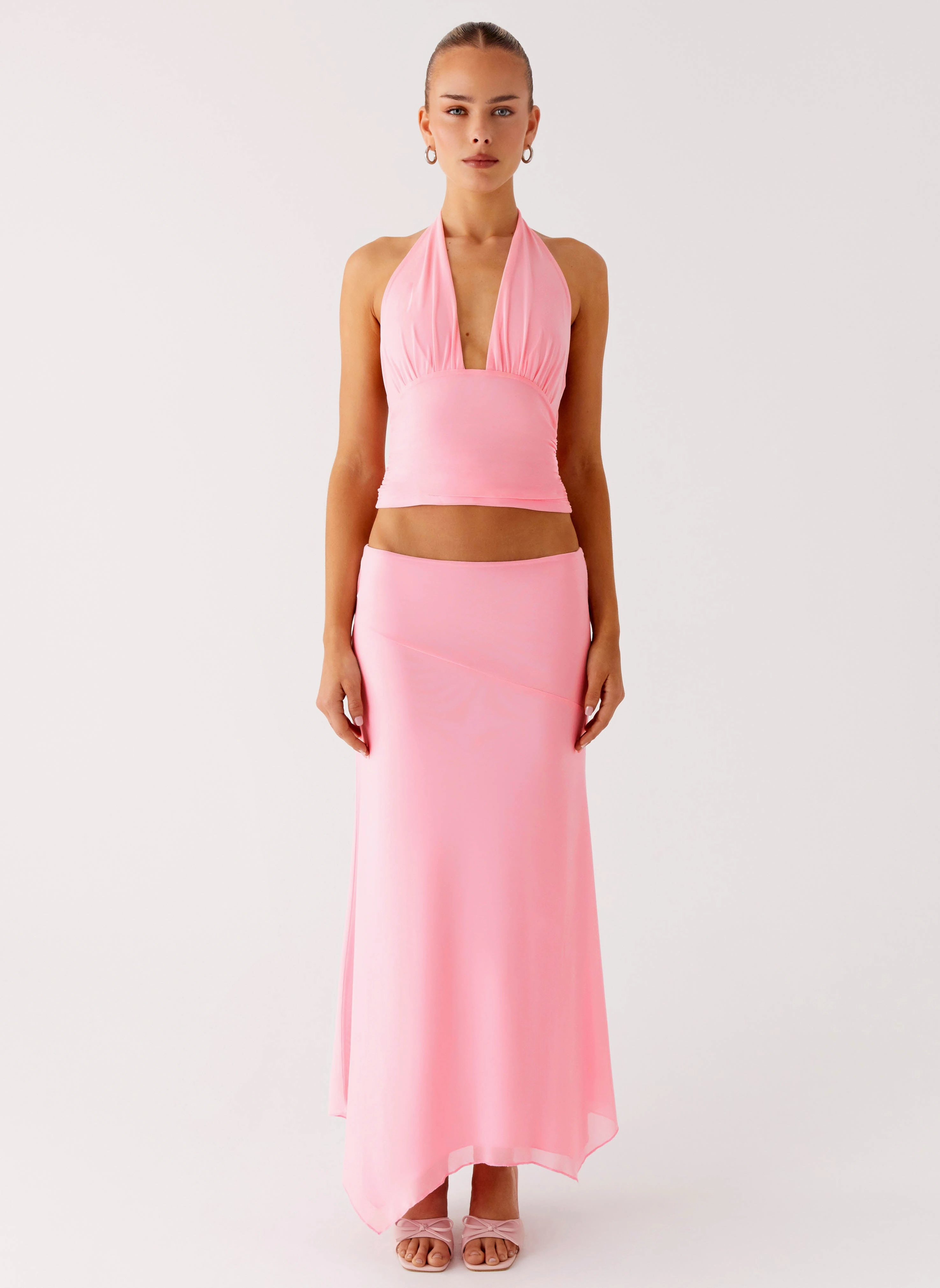 Kerrie Hanky Midi Skirt - Baby Pink Chic Appeal Functional Fashion