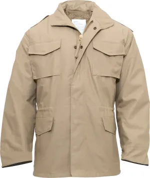 Khaki - Tactical M-65 Field Jacket Army Coat M1965 - Poly/Cotton with Liner