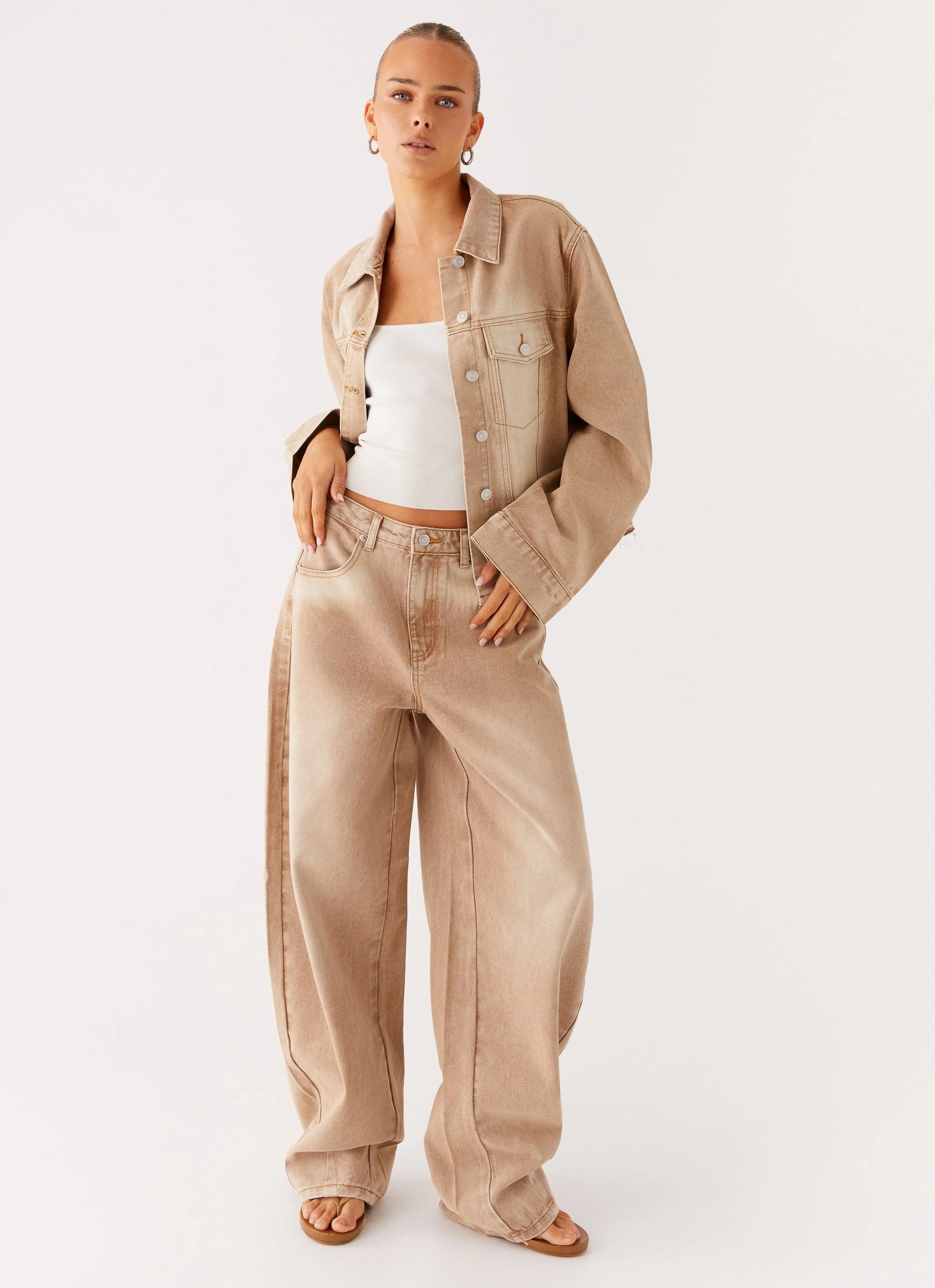 Compact Travel Friendly Chill Look Khalil Denim Jacket - Tan