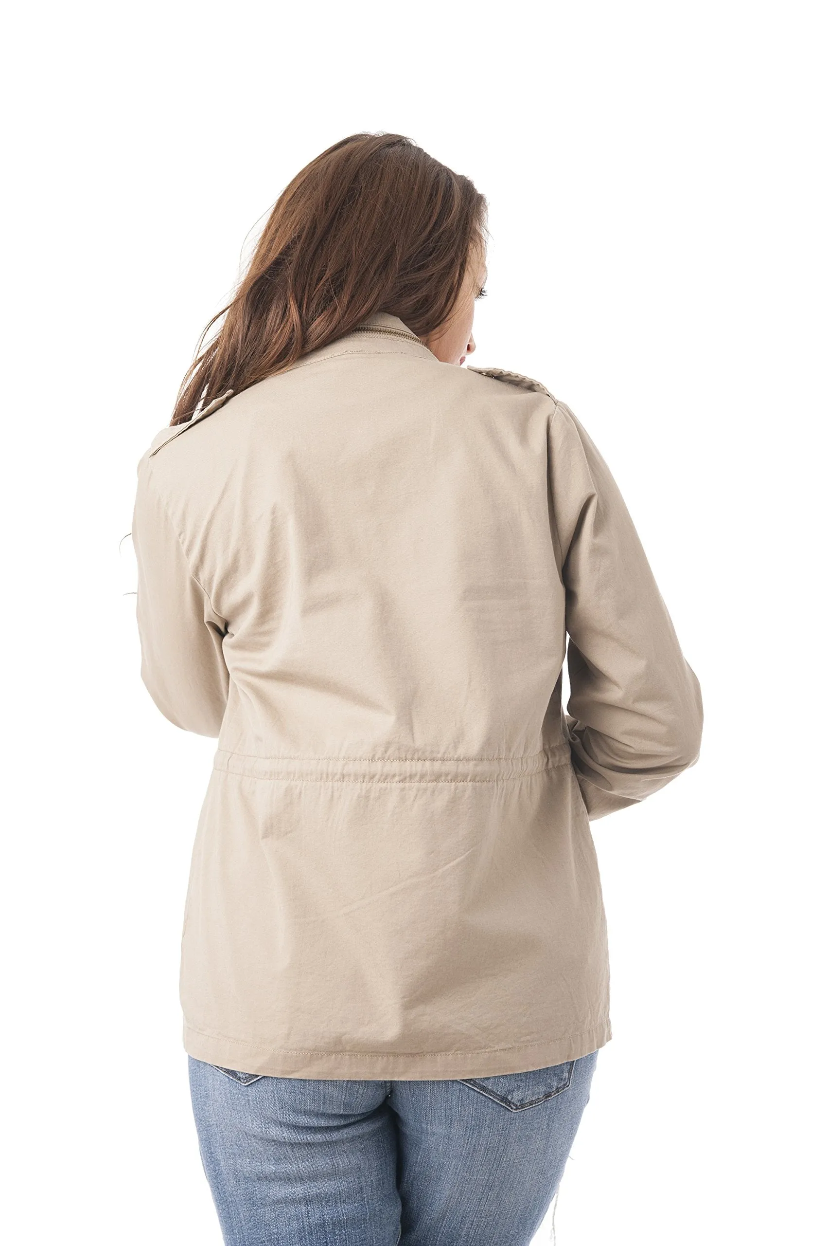 Khanomak Zippered Standing Collar Military Patch Utility Anorak Jacket