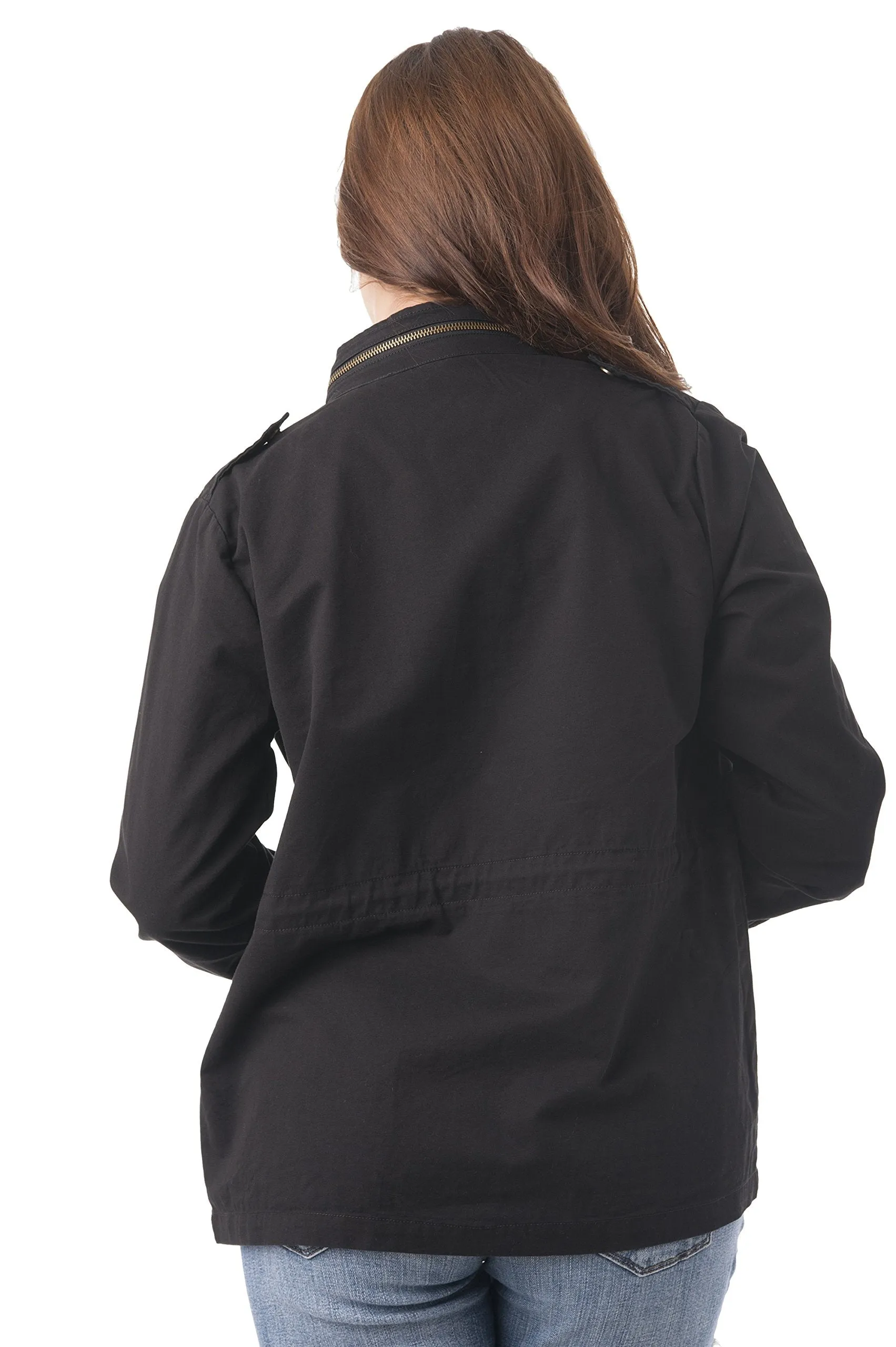 Khanomak Zippered Standing Collar Military Patch Utility Anorak Jacket