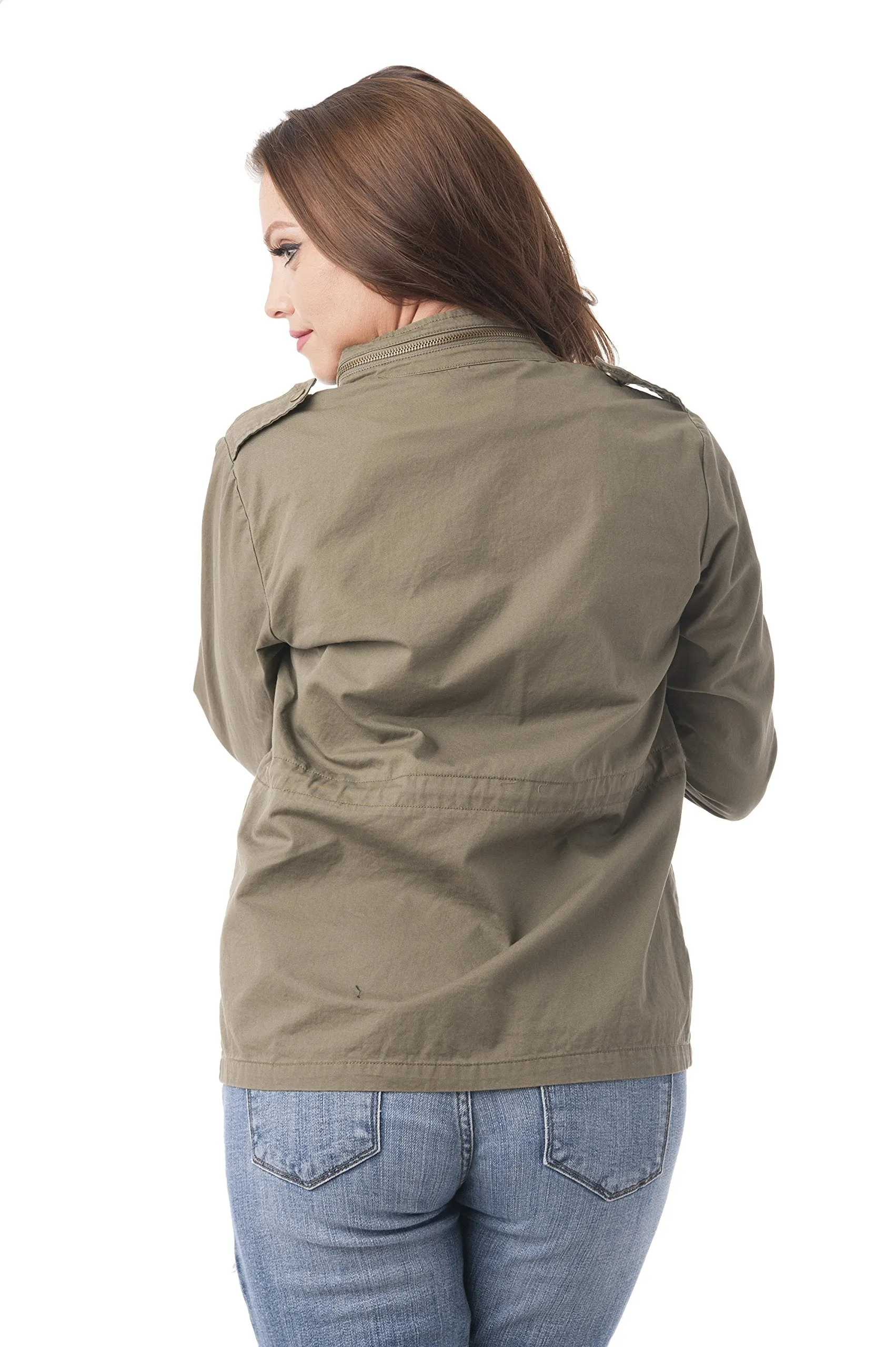Khanomak Zippered Standing Collar Military Patch Utility Anorak Jacket