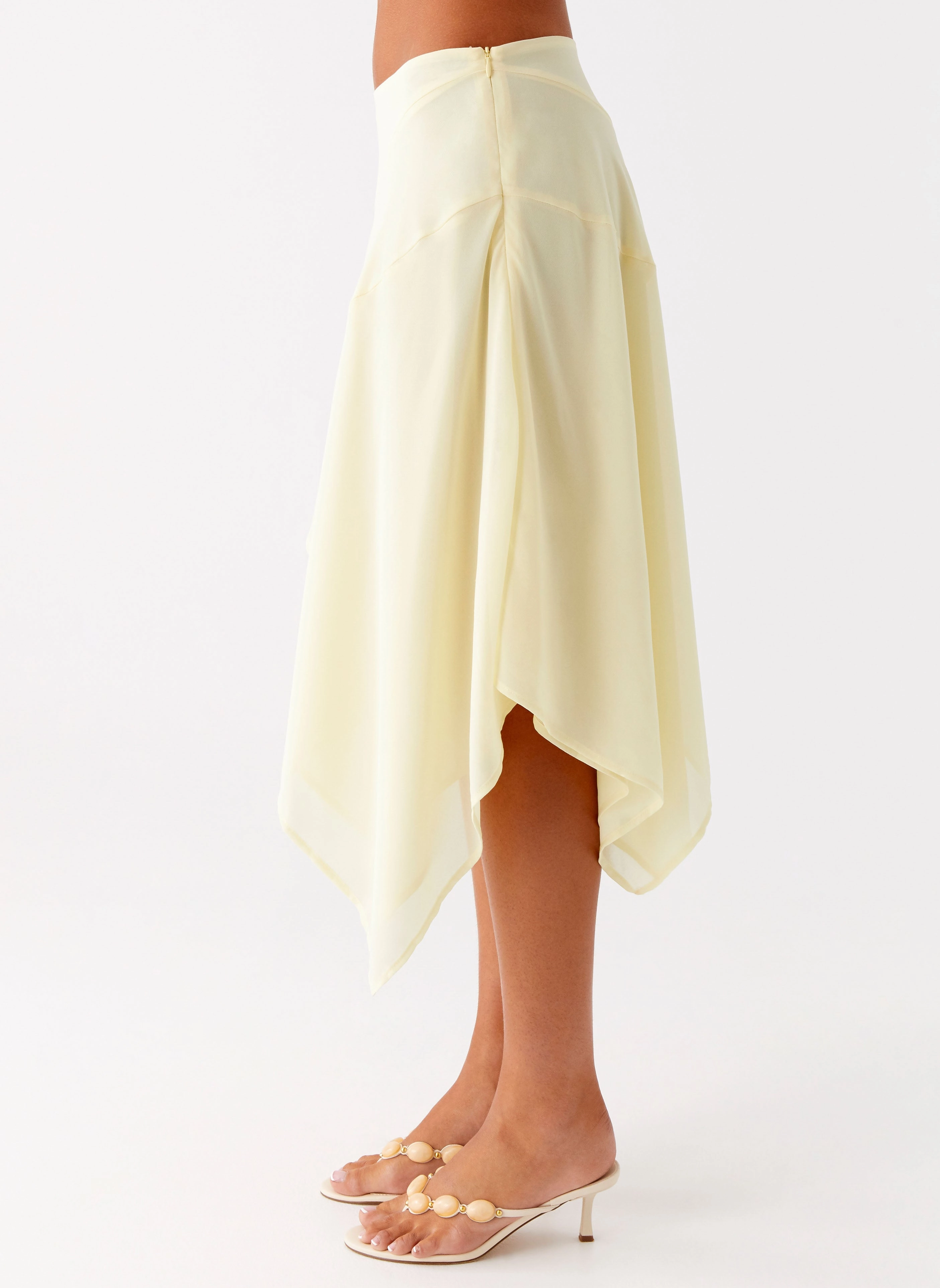 Smooth Finish UltraSoftLining Kia Low Rise Asymmetrical Midi Skirt - Yellow