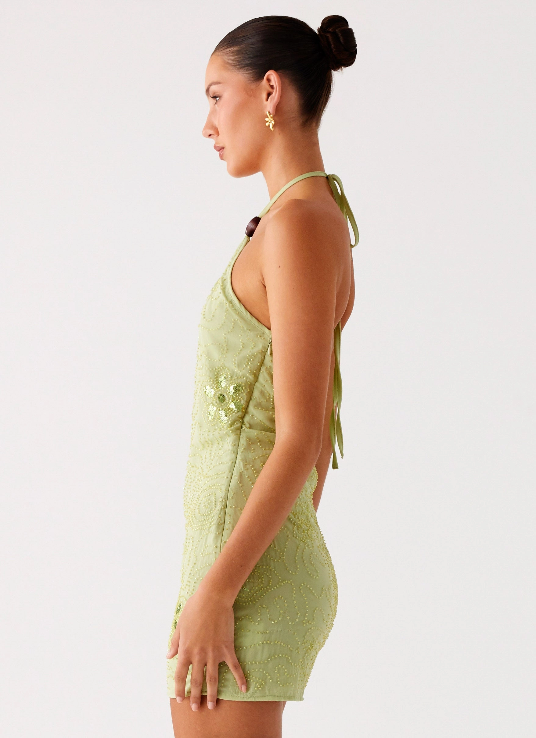 Fit for All Seasons Lightweight-Structure Kiara Beaded Mini Dress - Mint