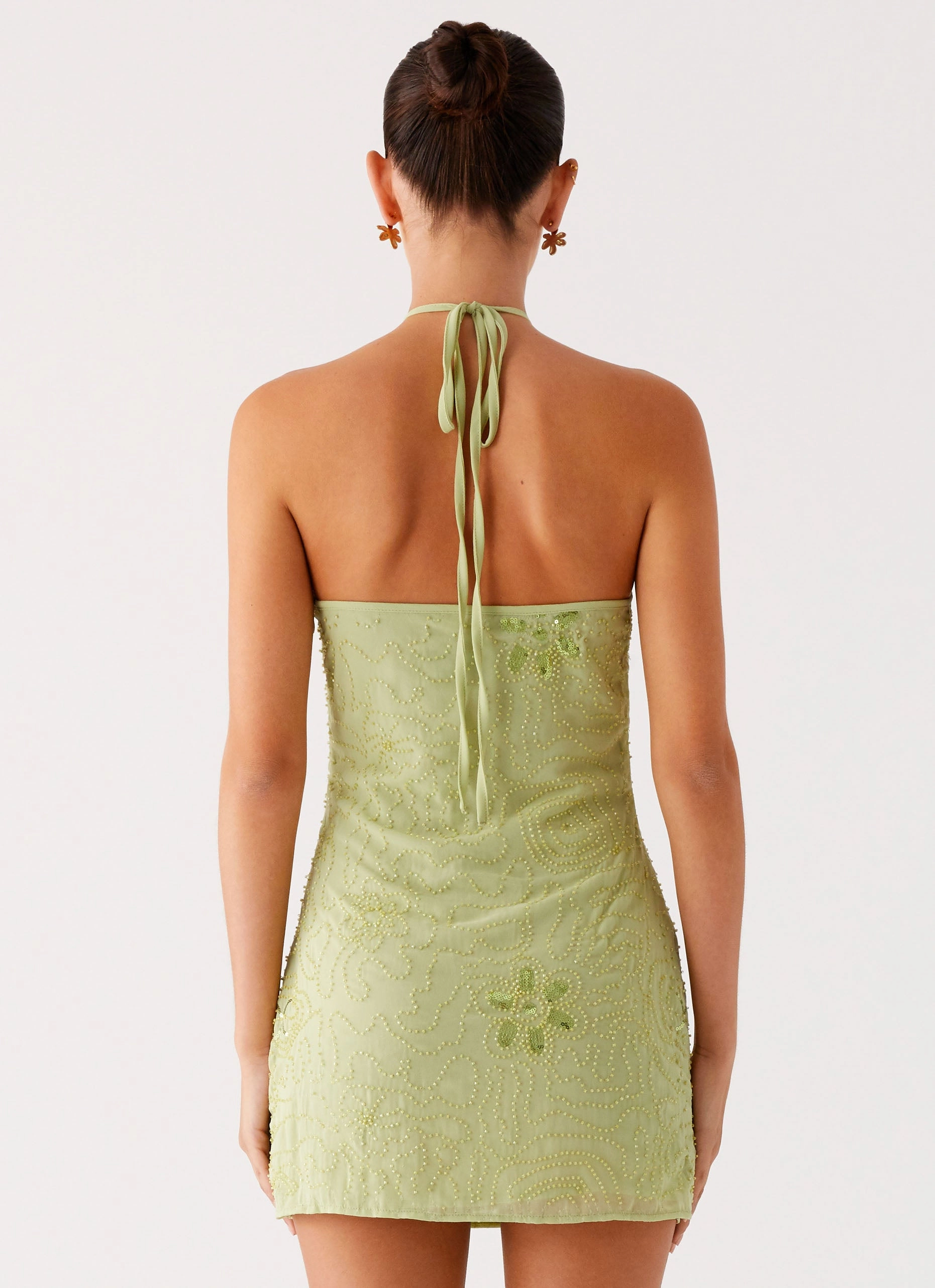 Photo Light Kiara Beaded Mini Dress - Mint