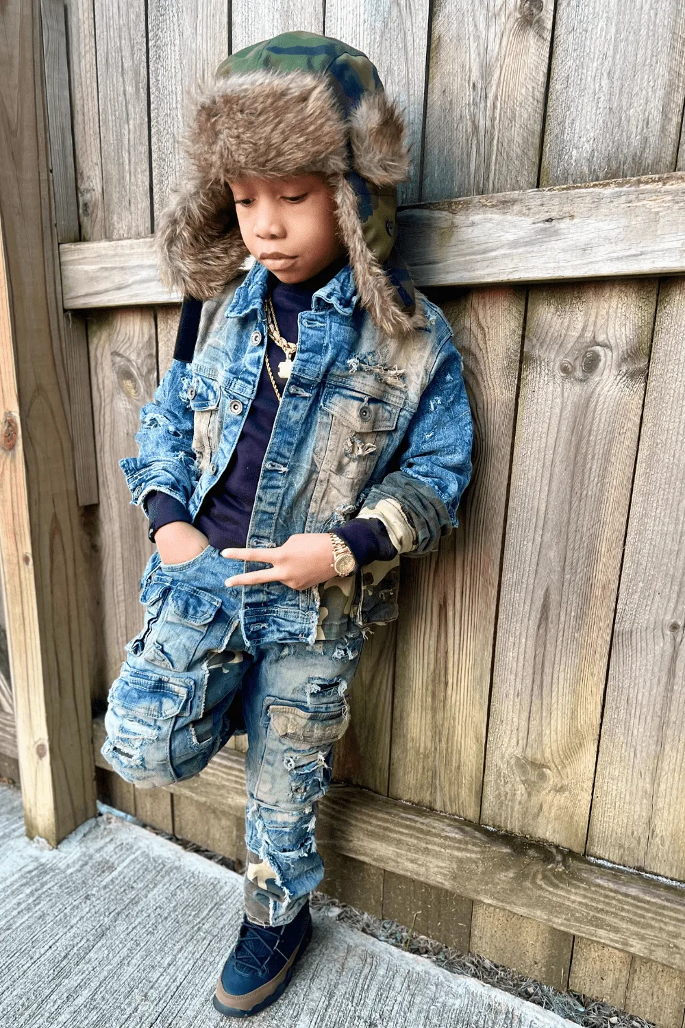 Kids Devotion Denim Trucker Jacket (Woodland)