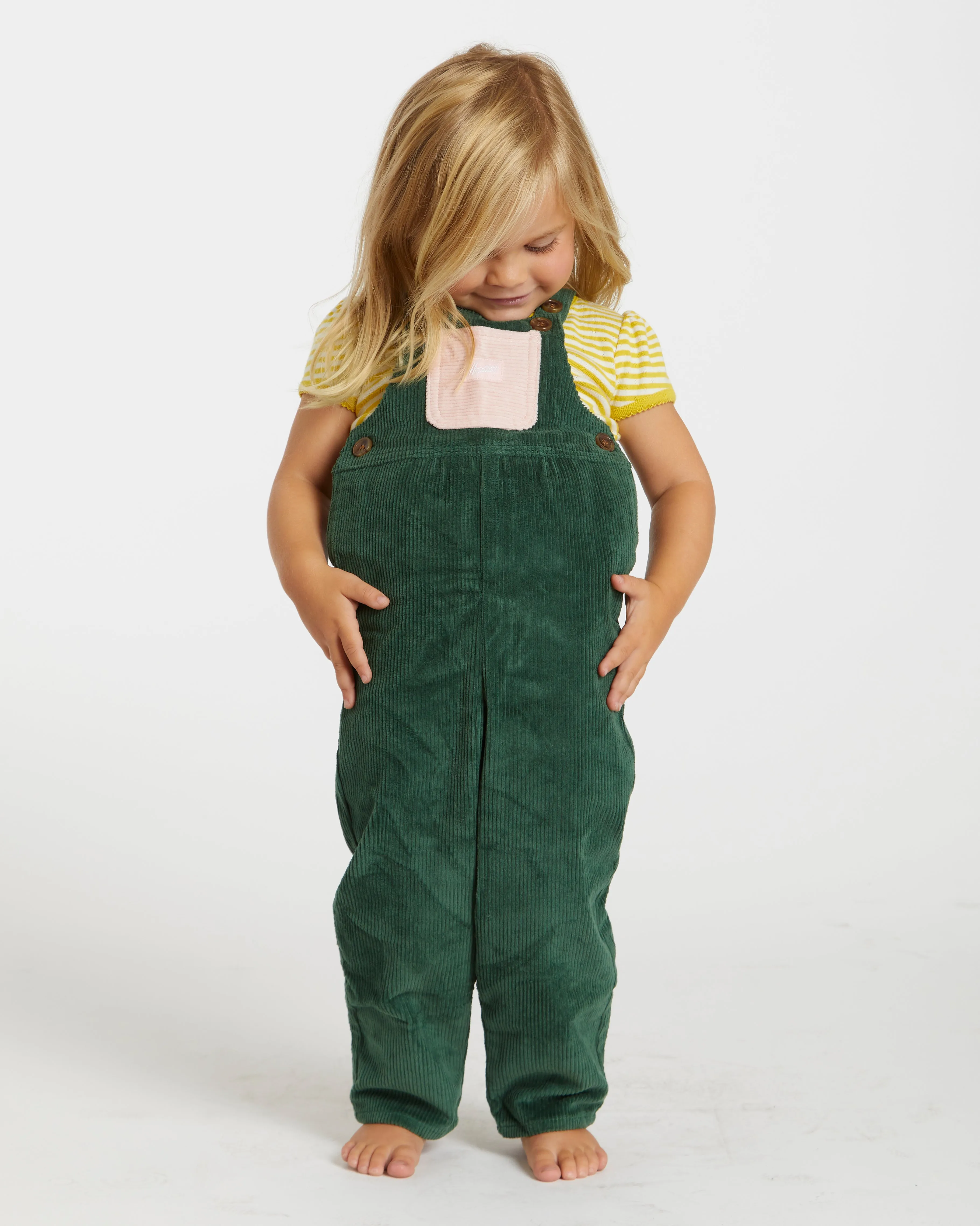 Kid's Overall (Forest Green/Powder Pink)