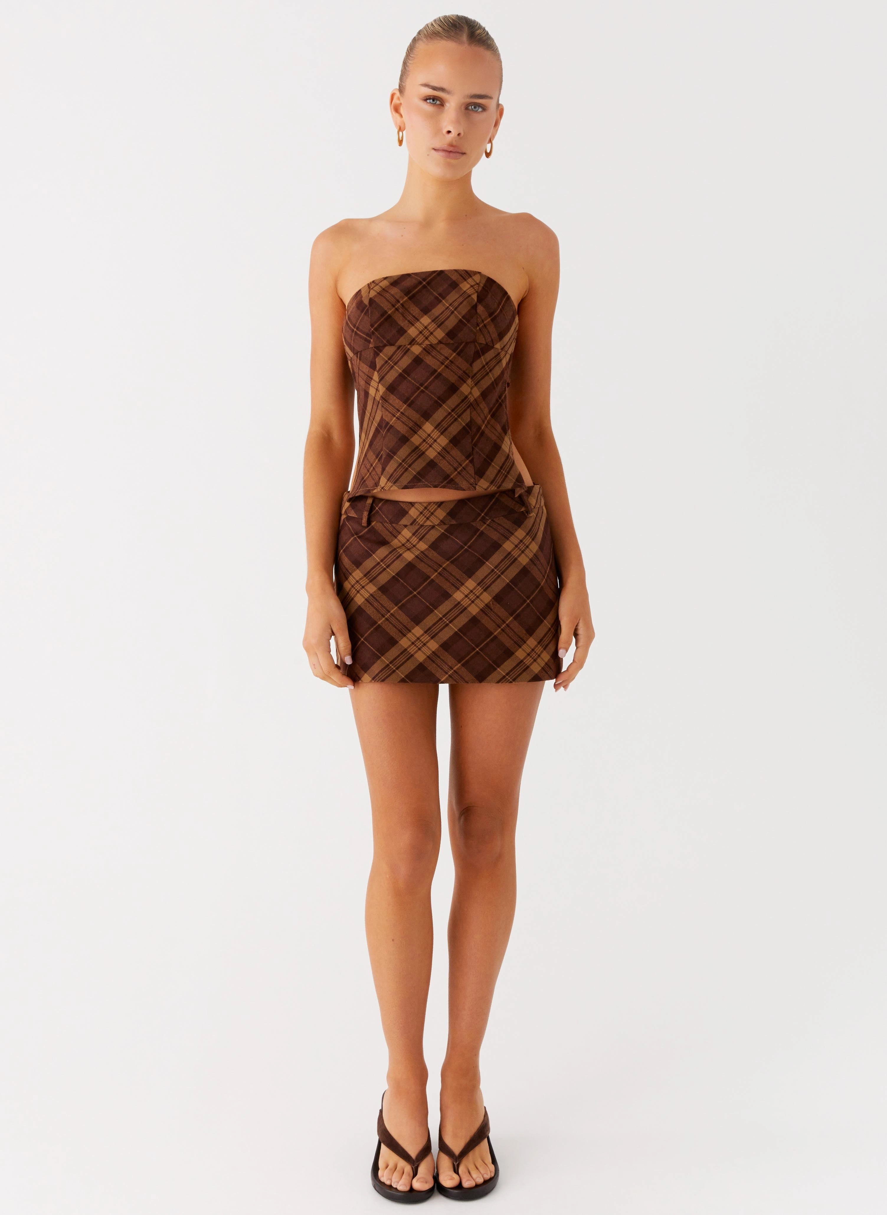 Kira Strapless Top - Plaid MoistureManagementSystem
