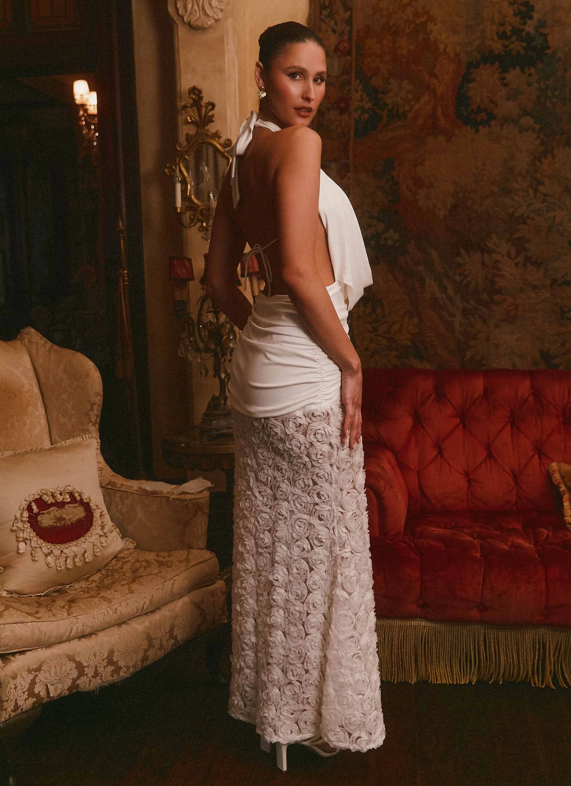 Kita Textured Maxi Dress - White Lightweight-Comfort