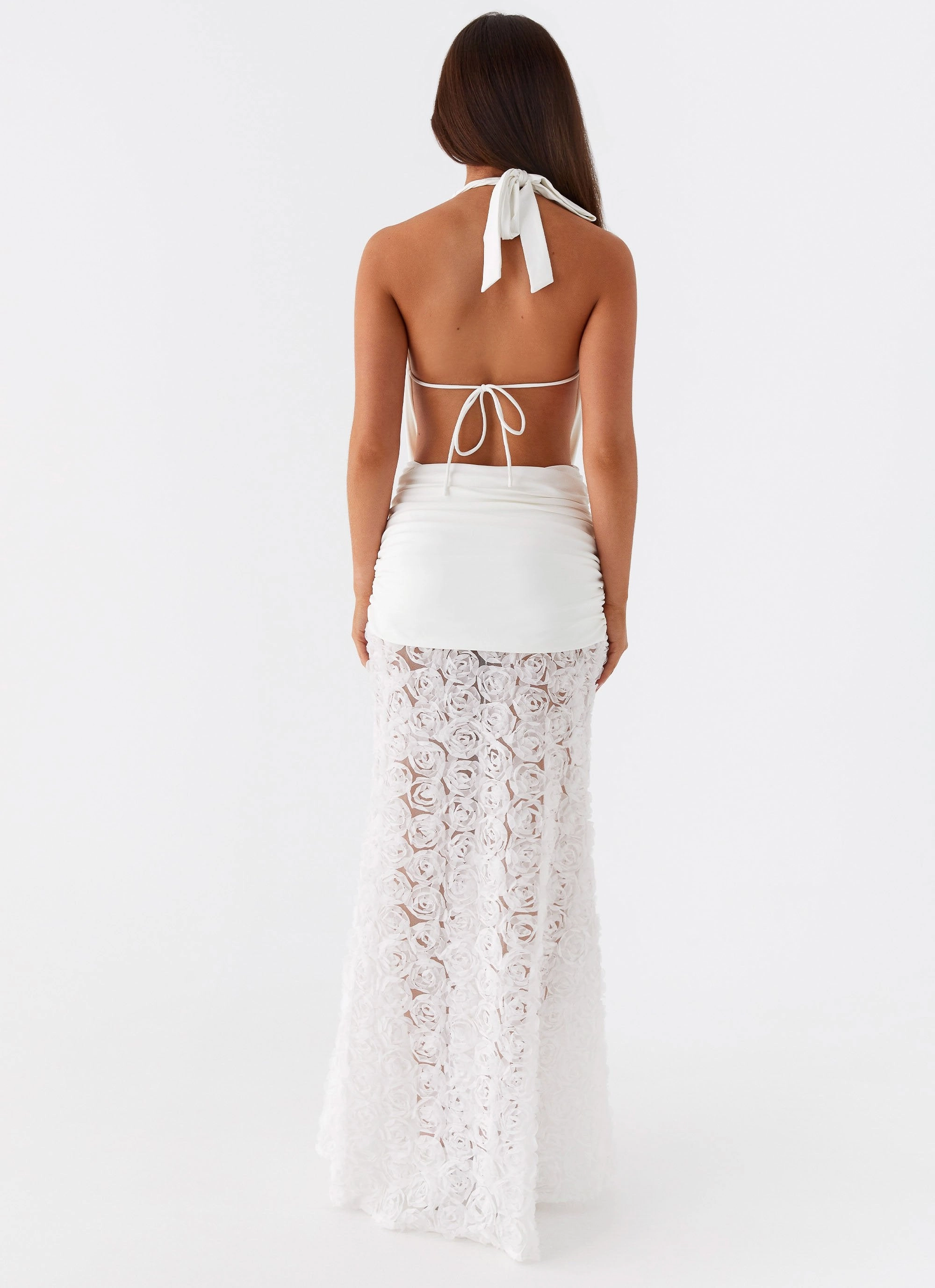 Kita Textured Maxi Dress - White Modern Texture