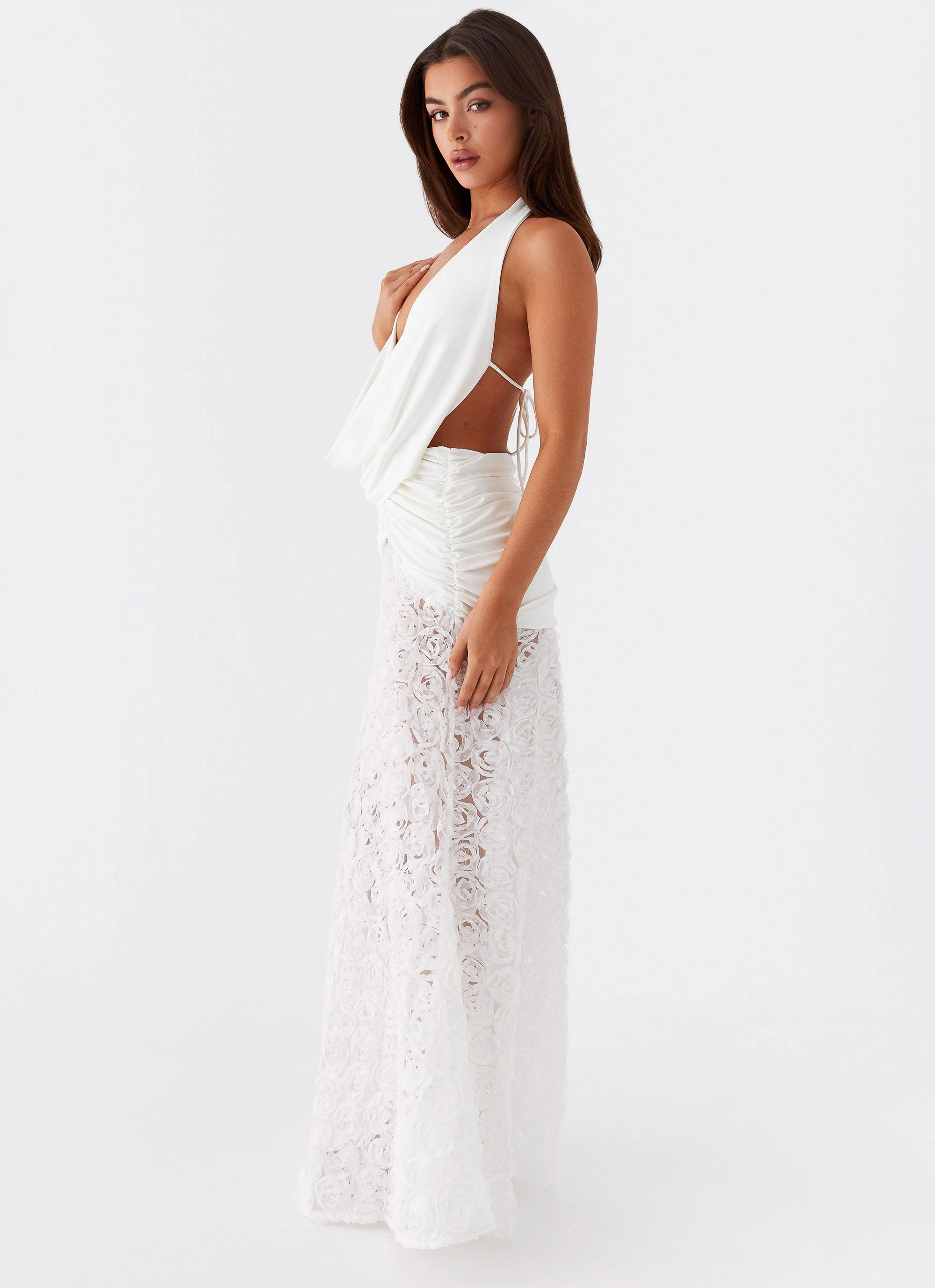Kita Textured Maxi Dress - White Relax Line
