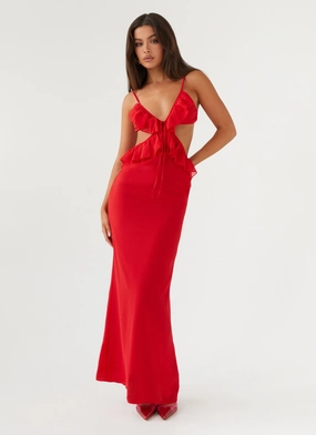 Bold Touch Boho Tone Klara Cut Out Maxi Dress - Red