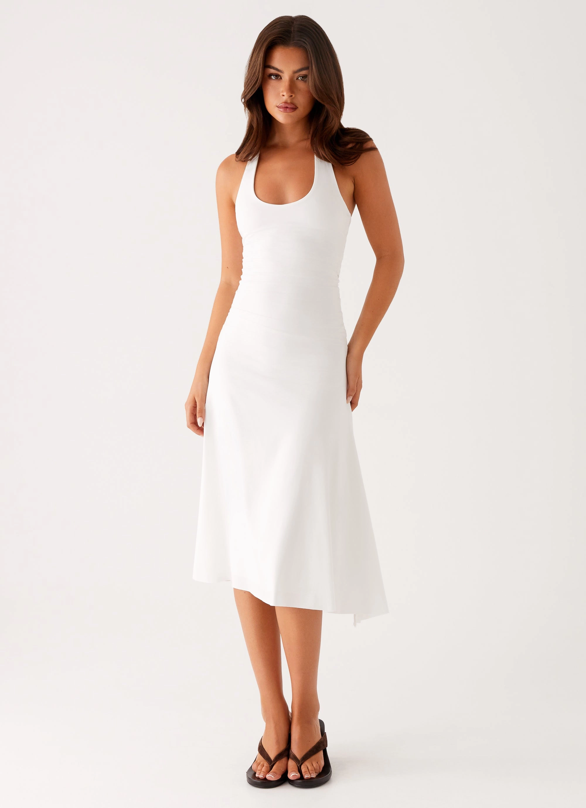 Shape Retention Abstract Pattern Klyne Midi Dress - Ivory
