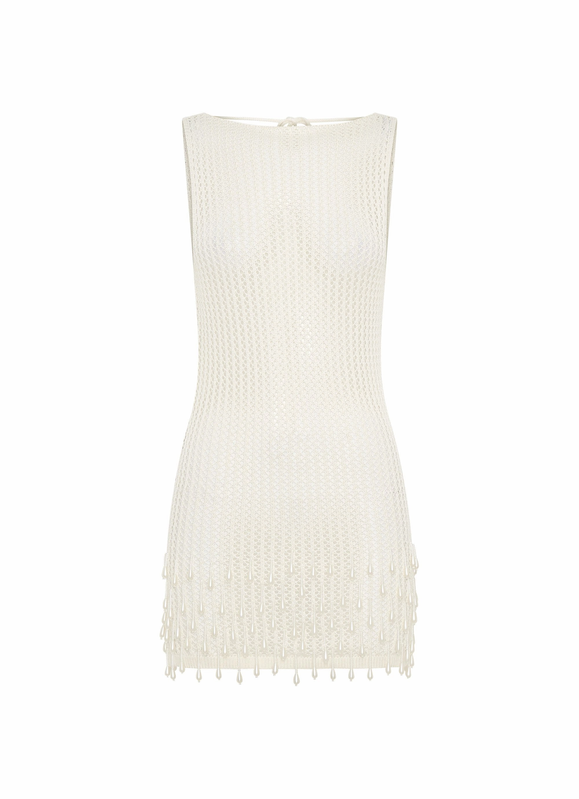 Luxe Mood Miracle Beaded Crochet Mini Dress - Ivory