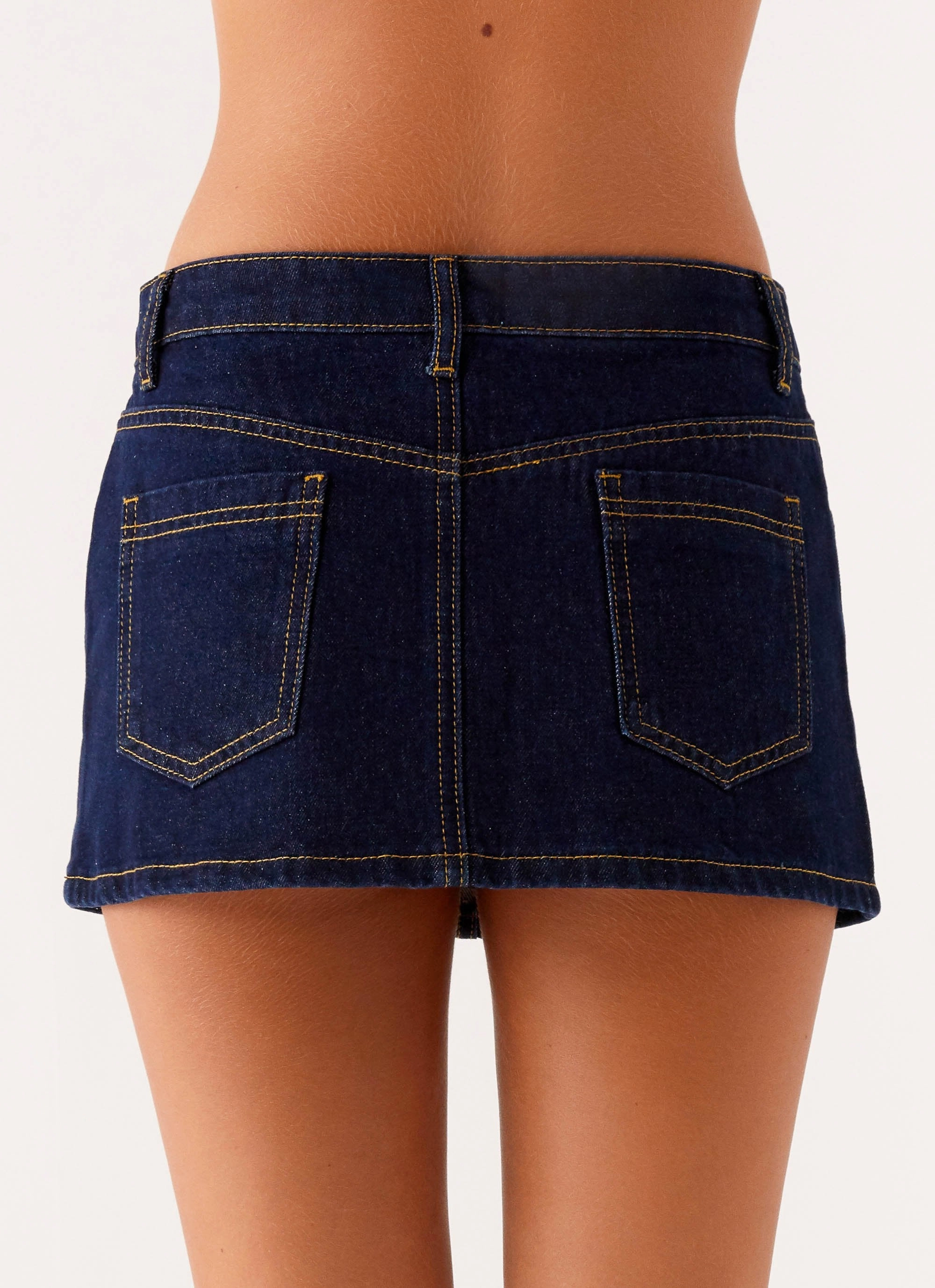 Oversized style Drawstring closure Maysa Low Rise Mini Skirt - Indigo