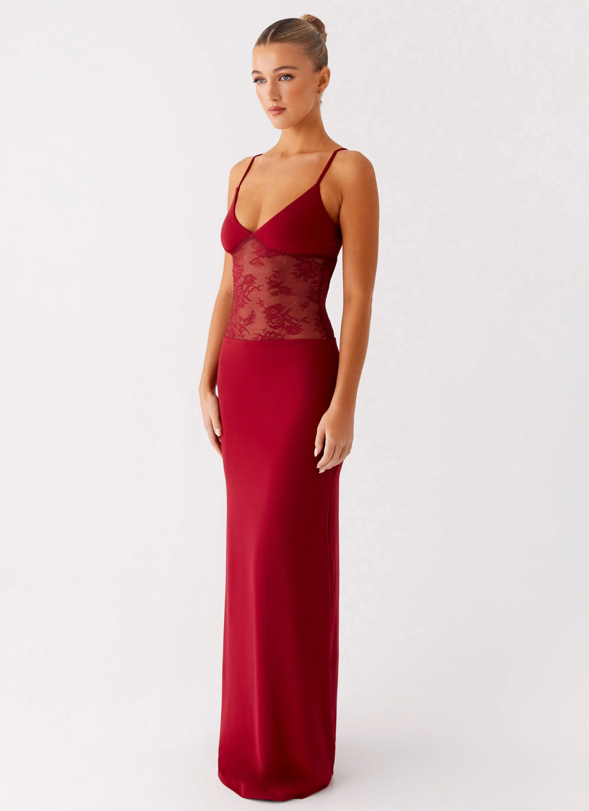 Envy Maxi Dress - Maroon Flexible Fabric