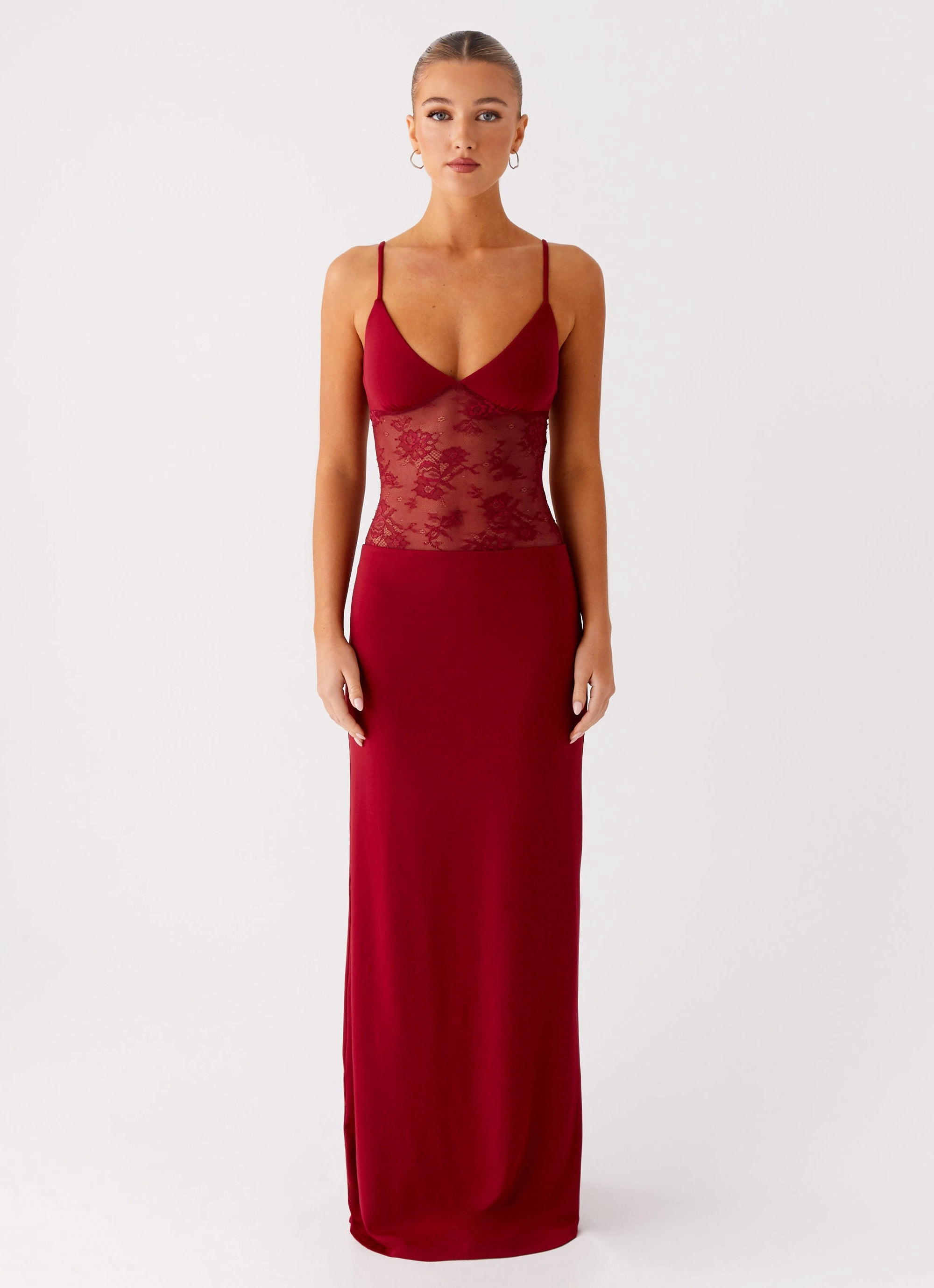 Fitted Shape Envy Maxi Dress - Maroon