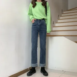[Korean Style] Cratie High Waisted Straight Jeans