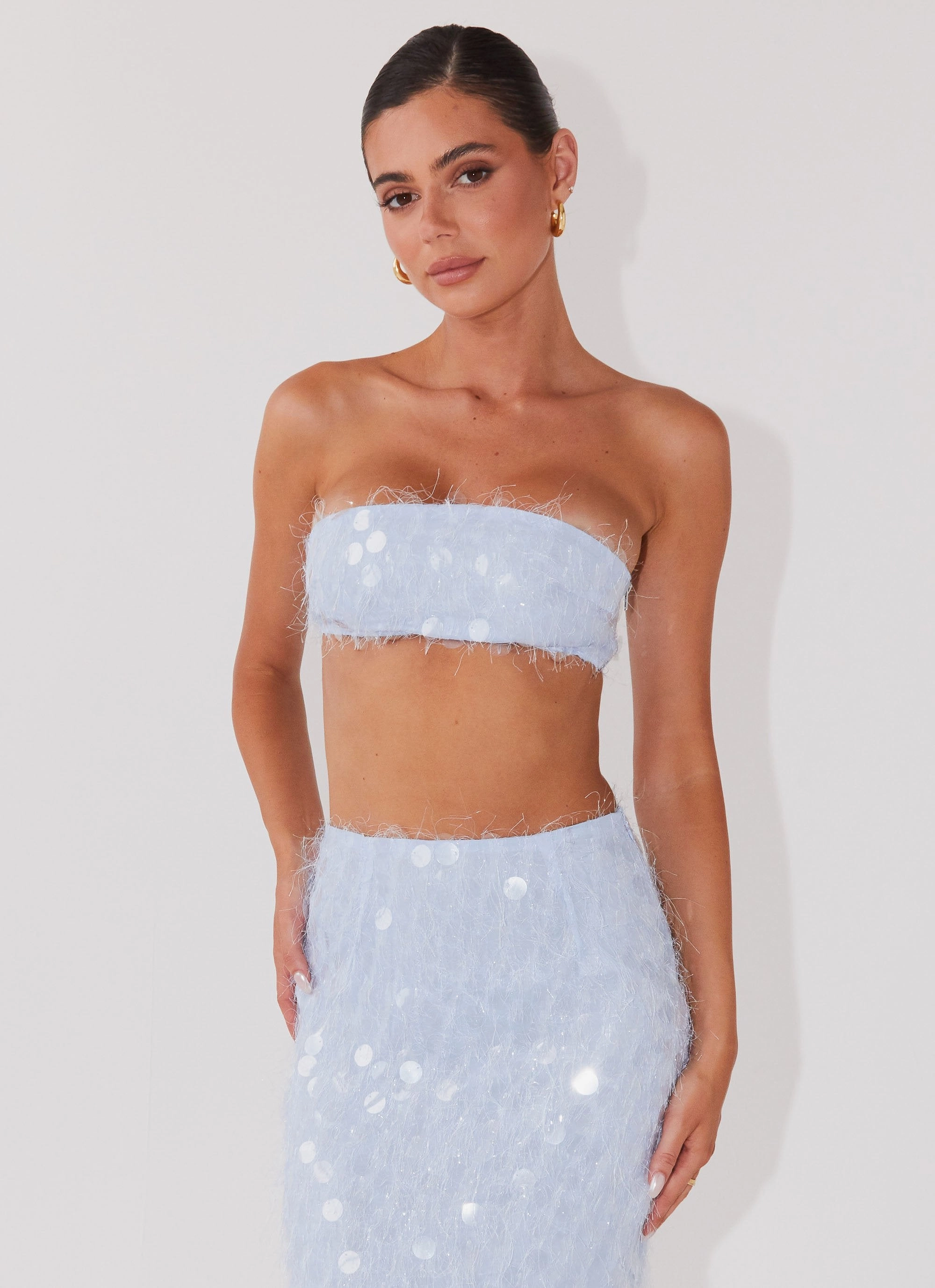 Kyleigh Textured Sequin Bandeau Top - Lavender Mist MinimalistStyle