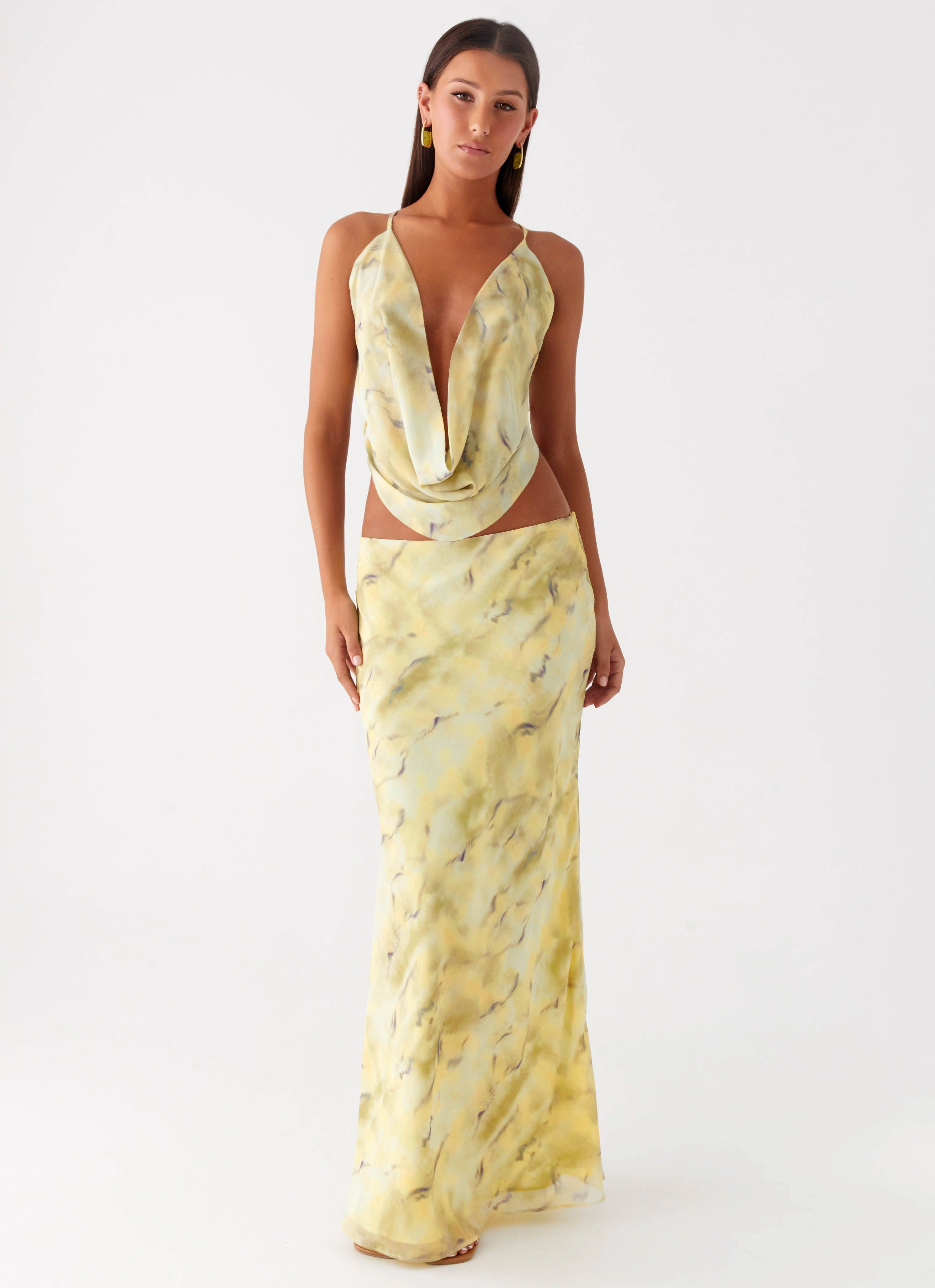 Slim Comfort All Fit Kylo Low Rise Maxi Skirt - Yellow Tie Dye