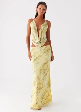 Slim Comfort All Fit Kylo Low Rise Maxi Skirt - Yellow Tie Dye