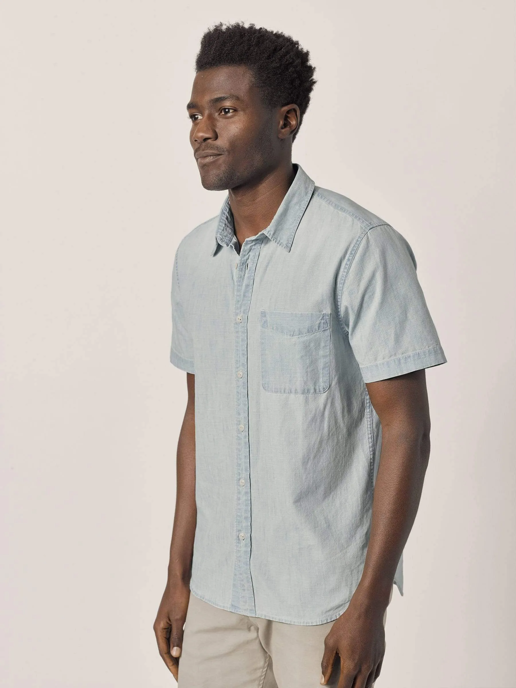 L005 Light Wash Chambray SS One Pocket Shirt