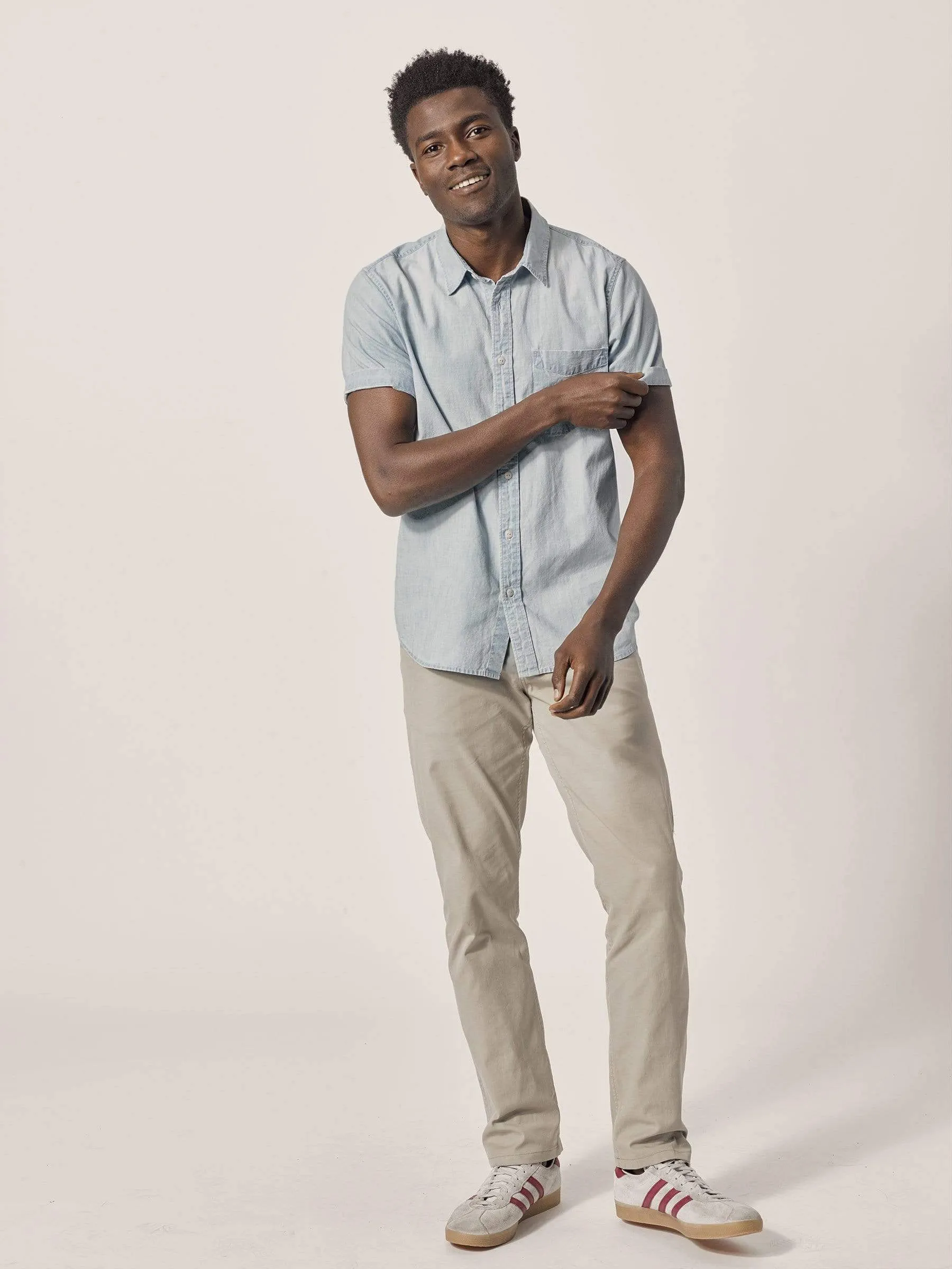 L005 Light Wash Chambray SS One Pocket Shirt