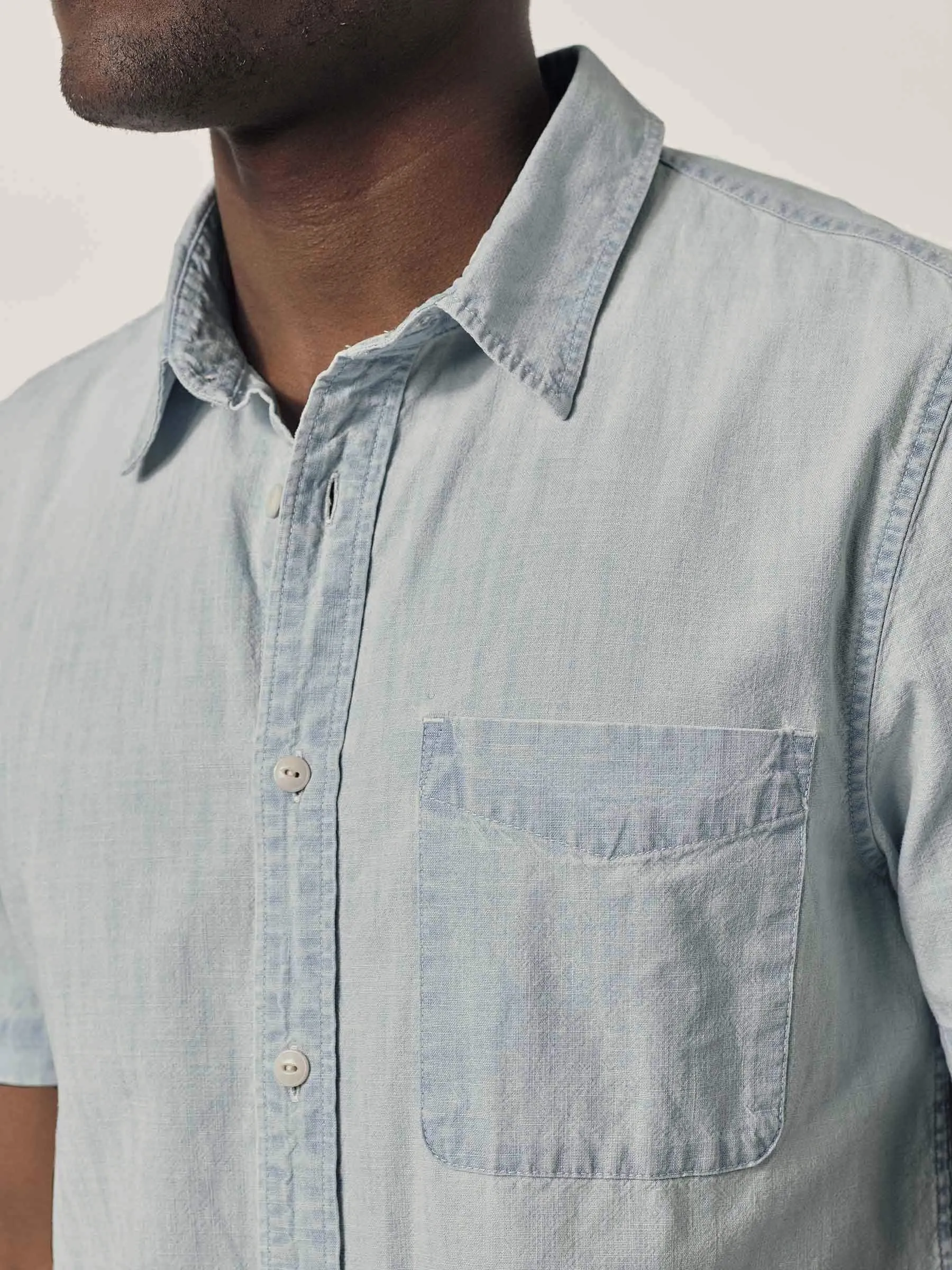 L005 Light Wash Chambray SS One Pocket Shirt