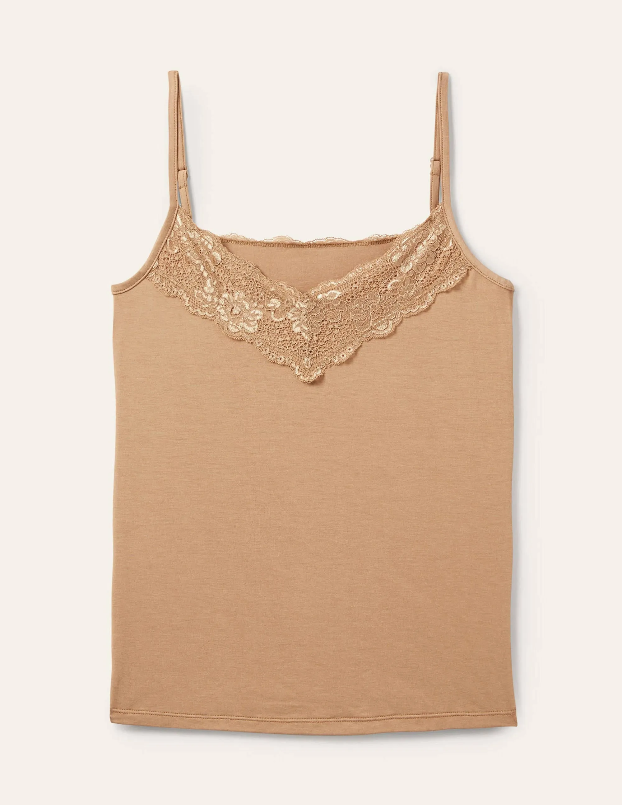 Lace Cami Top-Light Brown