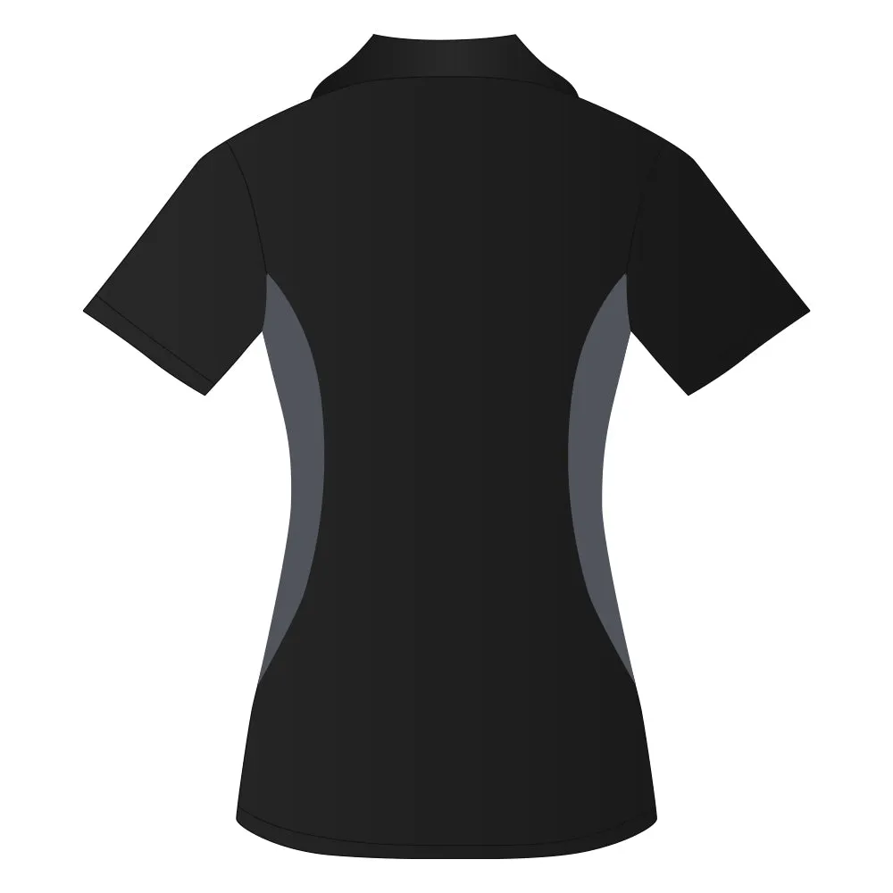 Ladies Snag Resistant Colour Block Sport Shirt Black-Iron Grey