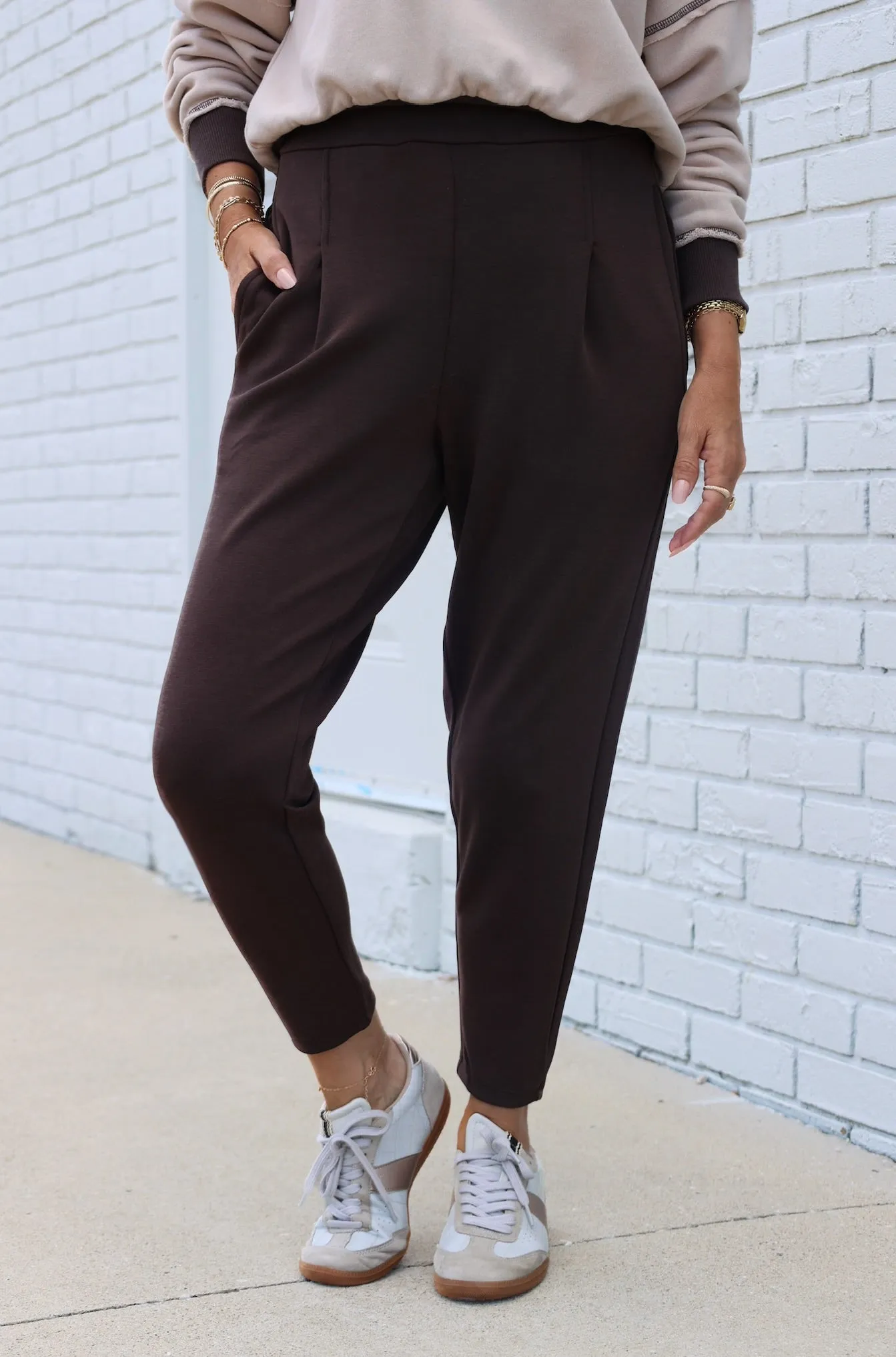 Relax Fit Design Eco Friendly Dyeing Laguna Scuba Pant- Espresso