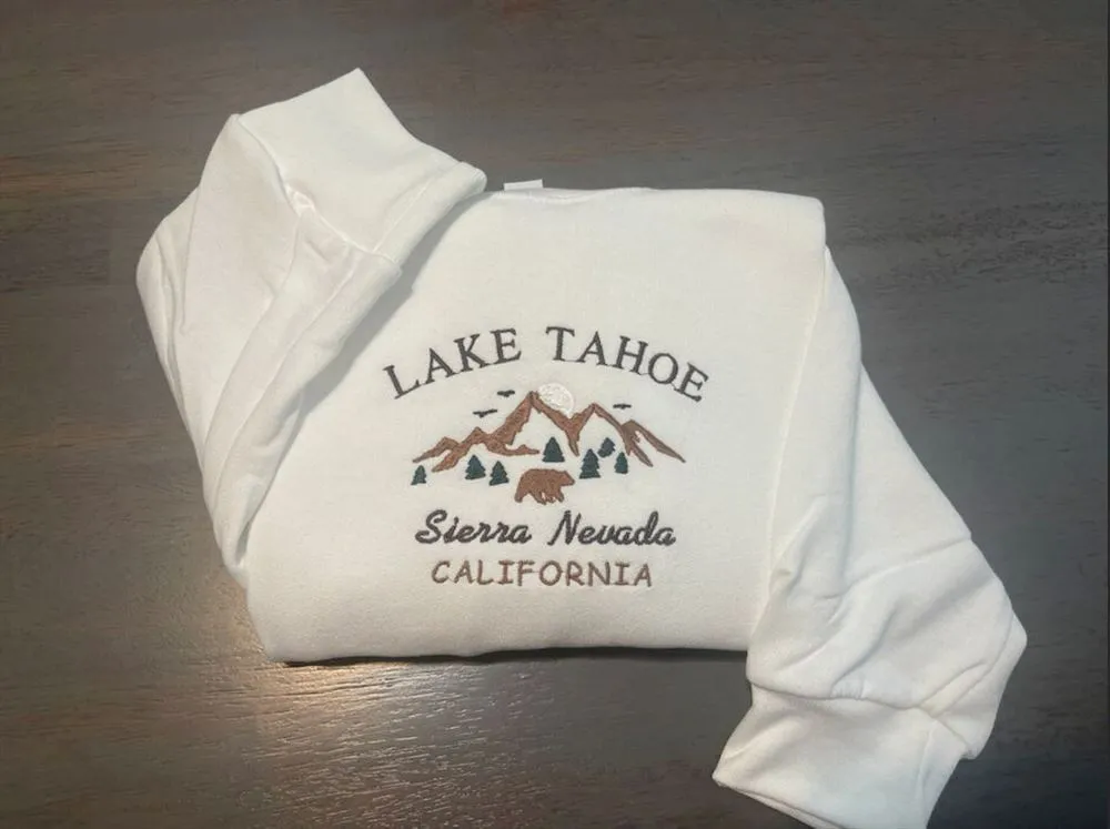 Lake Tahoe Embroidered Sweatshirt, Women's Embroidered Sweatshirts