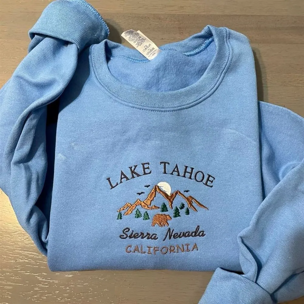 Lake Tahoe Embroidered Sweatshirt, Women's Embroidered Sweatshirts