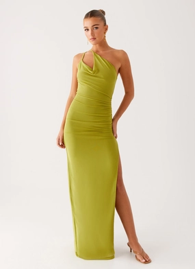Feminine off-the-shoulder gown Lamara Maxi Dress - Green