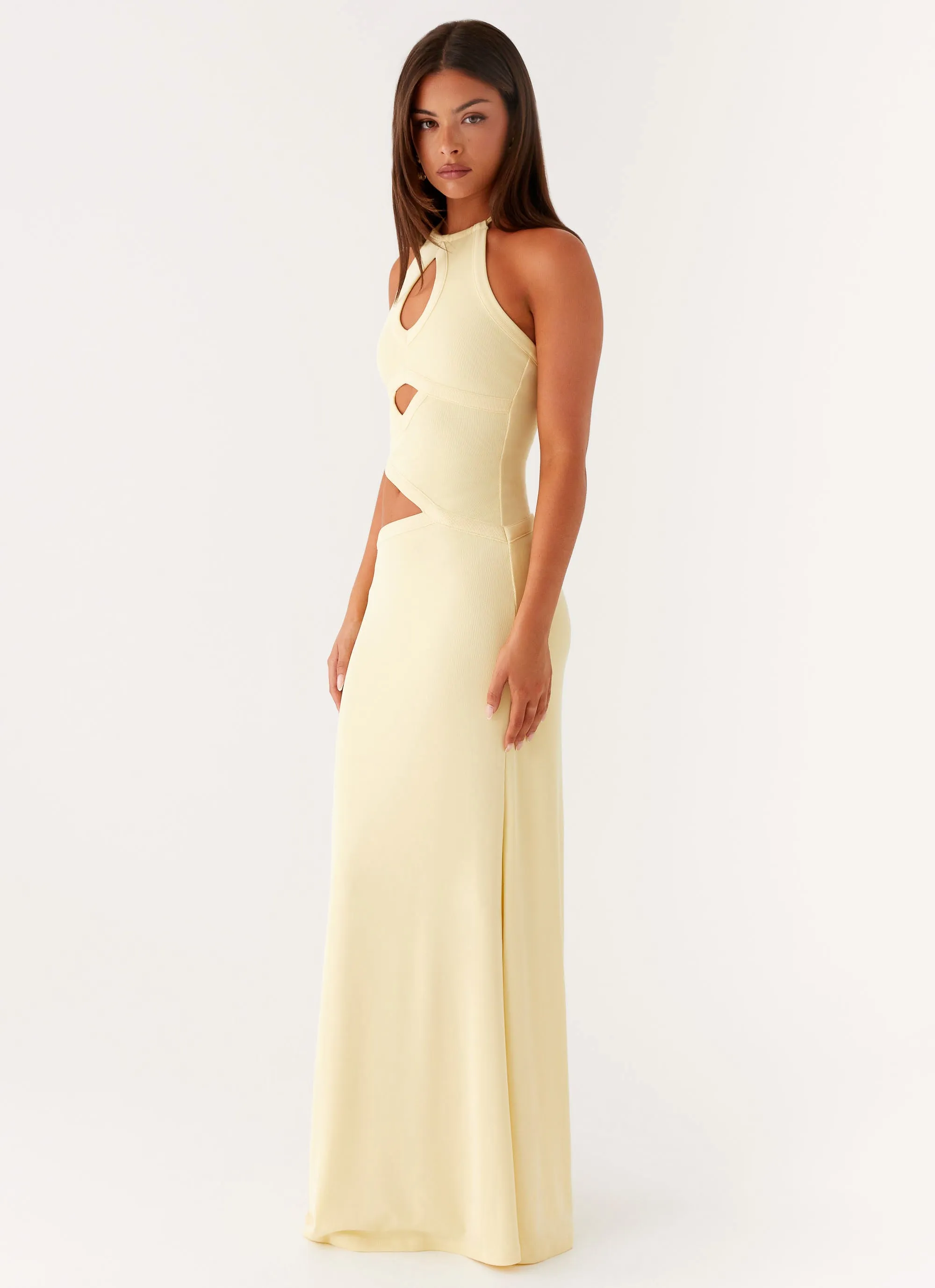 Fashionable Layers Flowy summer gown Lanah Cut Out Maxi Dress - Yellow