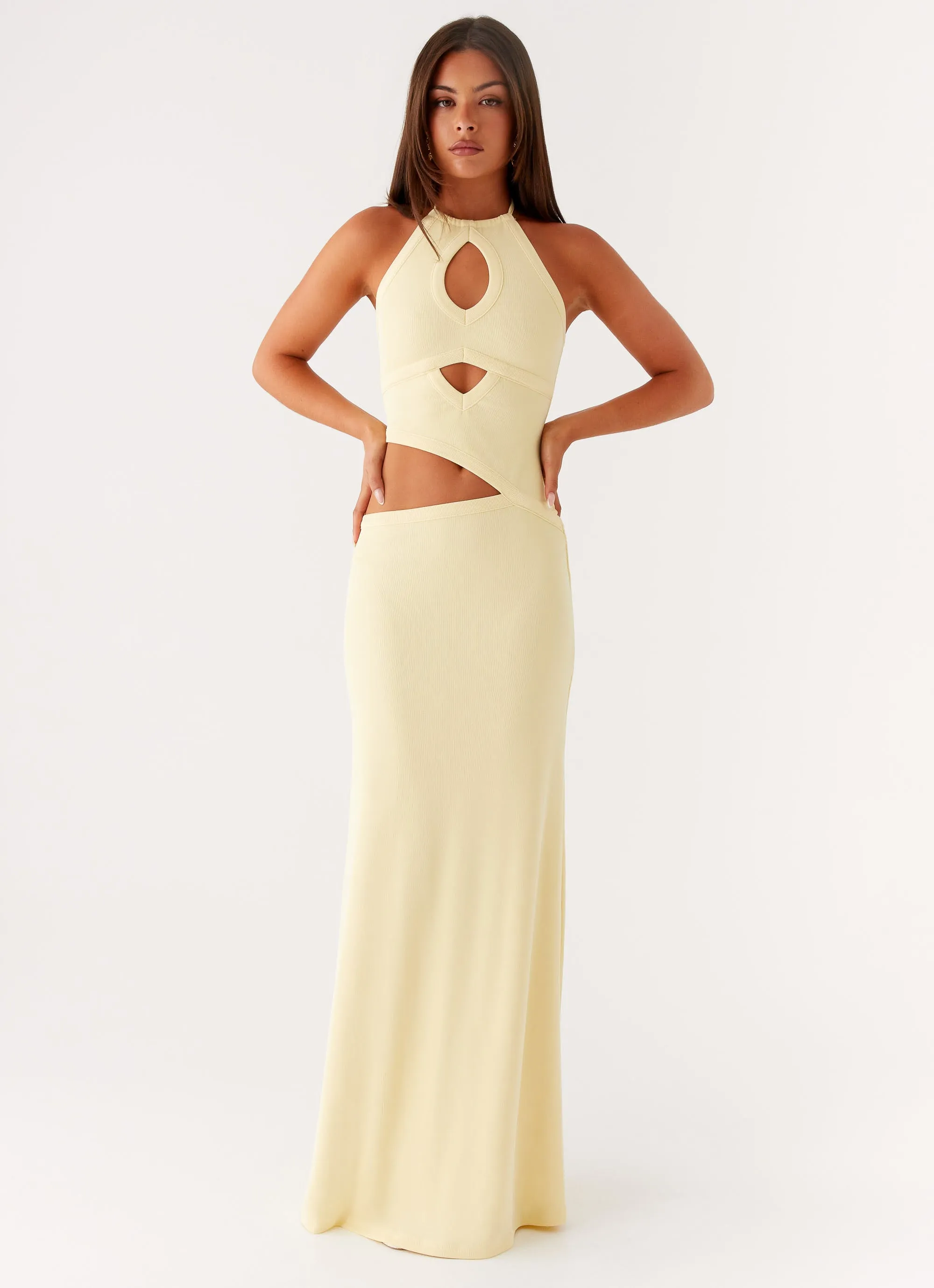 Lanah Cut Out Maxi Dress - Yellow Vibrant Look