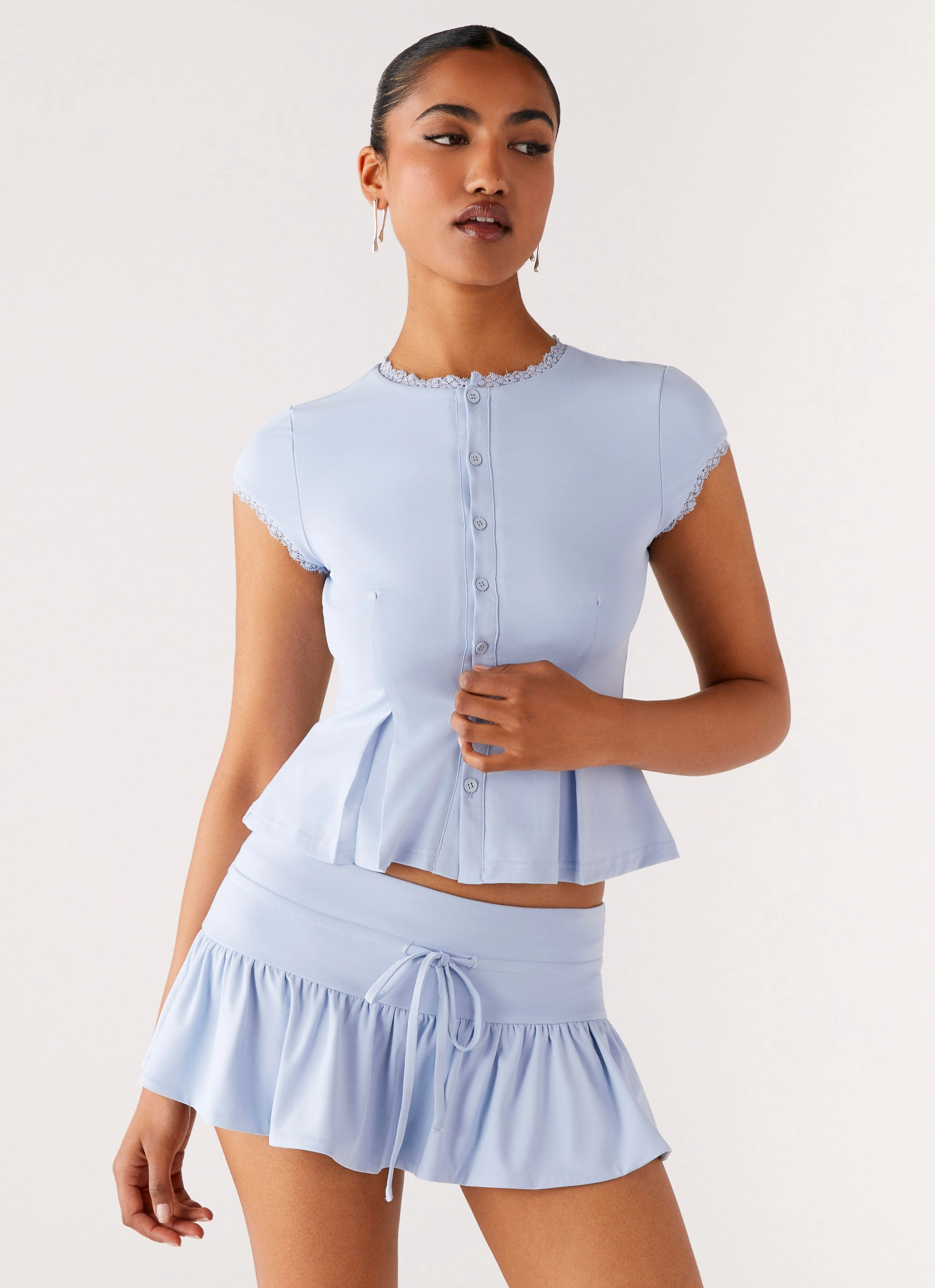 Weekend Casual Landon Button Up Top - Blue