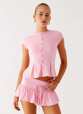Landon Button Up Top - Pink TapedSeamConstruction
