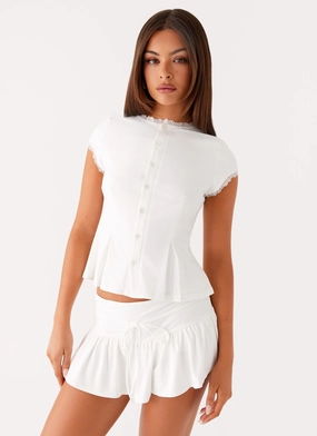 Landon Button Up Top - White Long Lasting Shape Retention Eco Dye Process