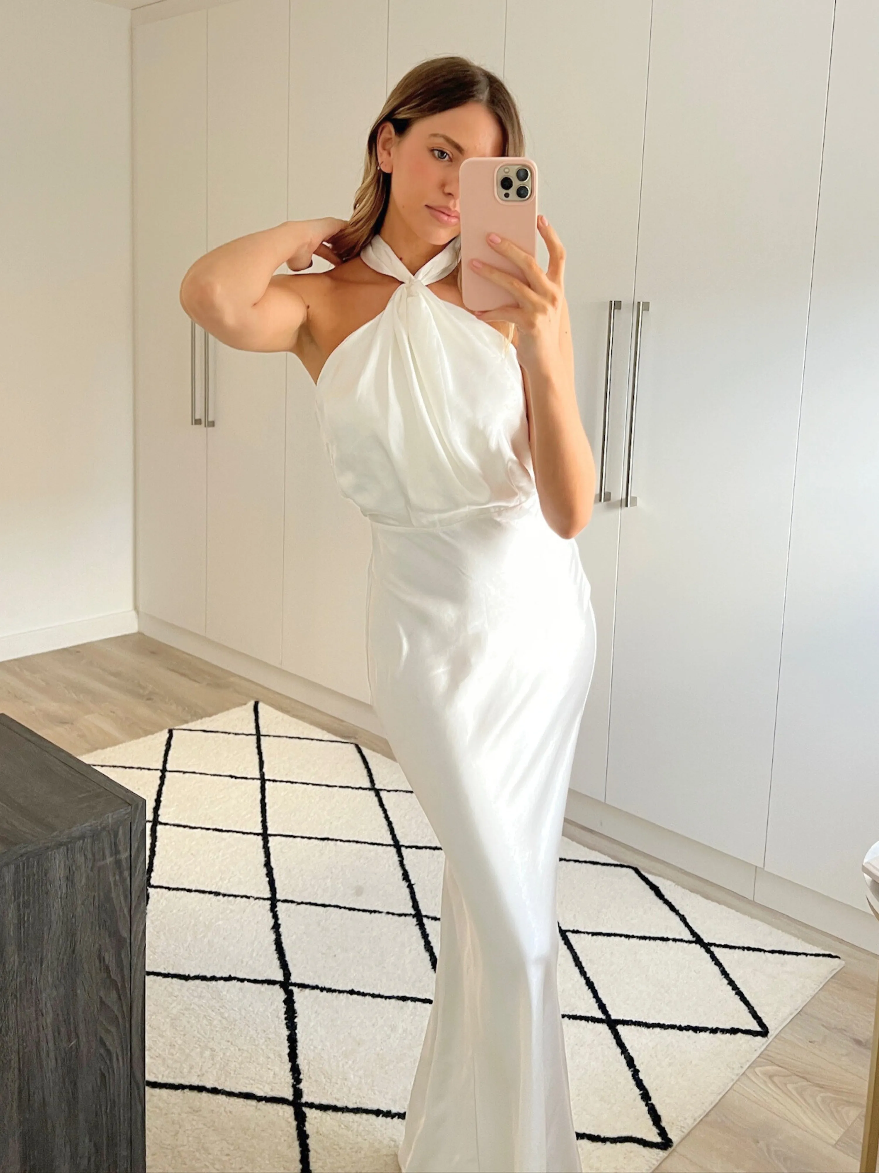 Smart Blend Lara Halter Split column Dress / White