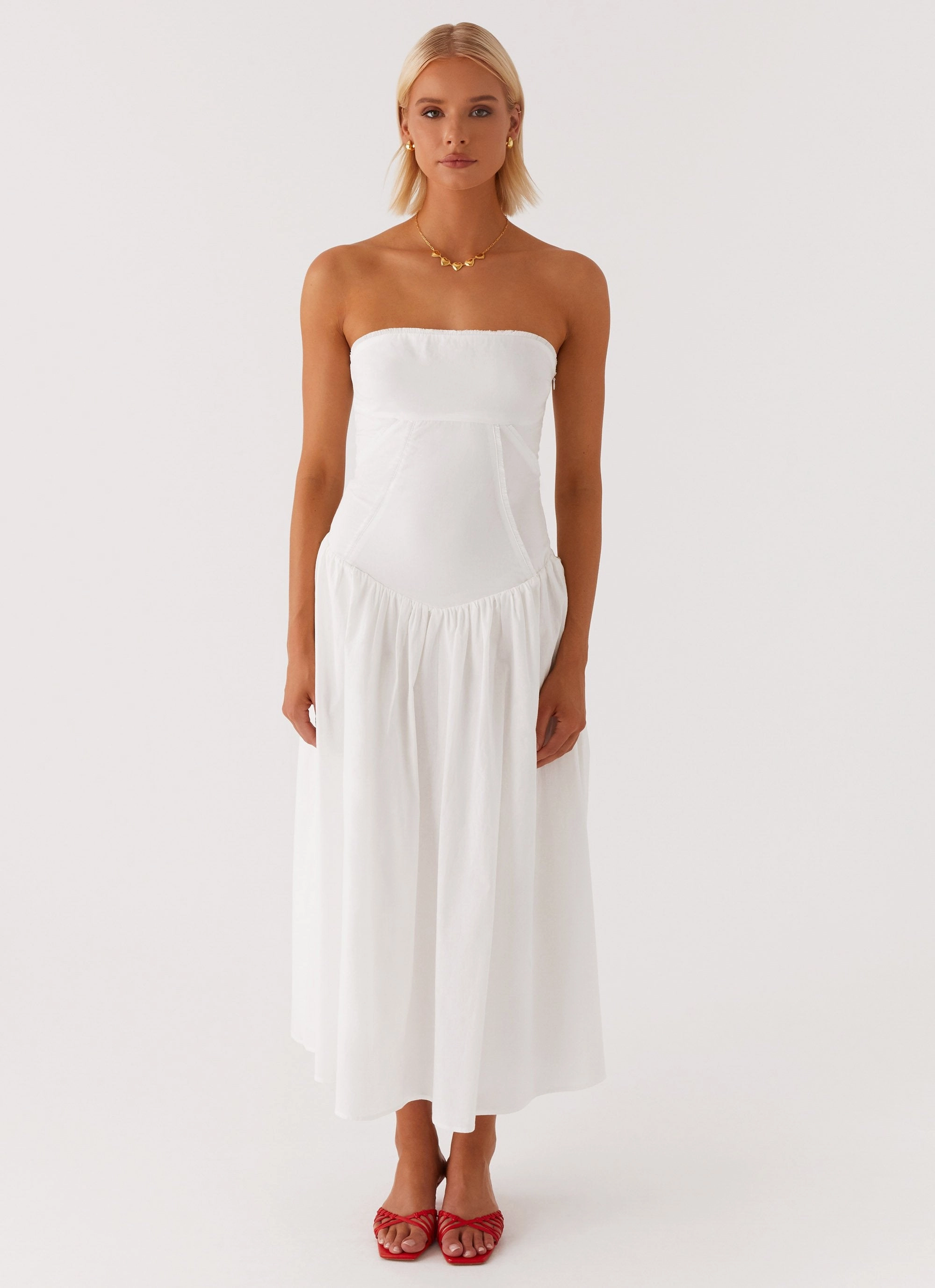 Layered Fit Workwear Larnie Midi Dress - White
