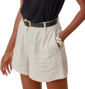 LASCANA Women's High Waisted Tailored Shorts, Tan, 10