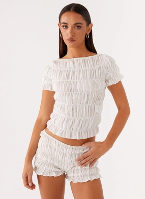 Mateo Ruched Top - White Fashionable Style NoTagLabel
