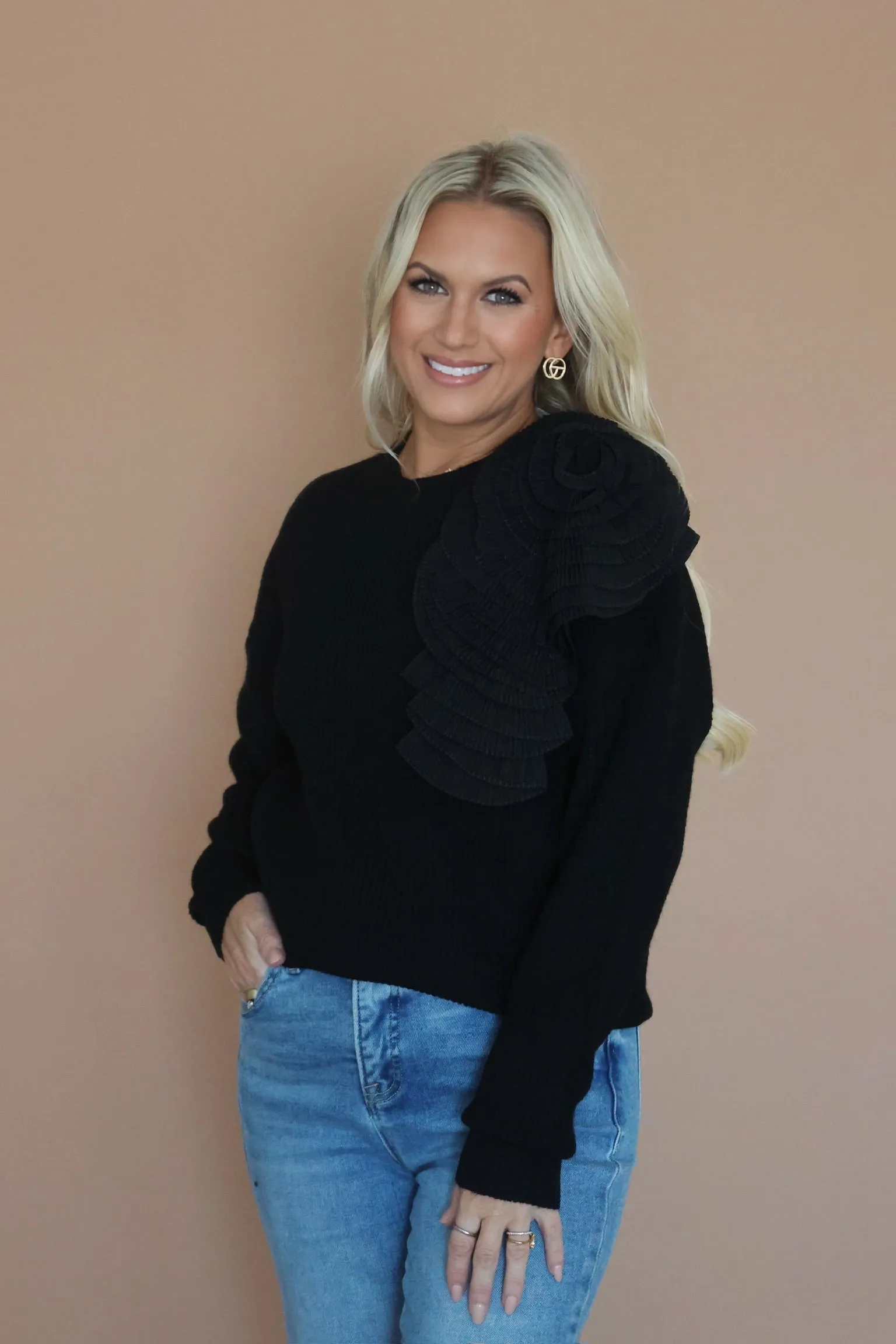 Laurel Embellished Sweater Flatlock Seam Construction Fall Wardrobe