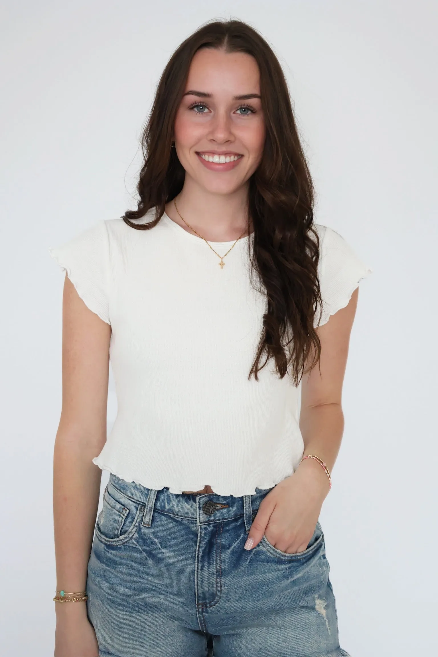 Lauren Ribbed Tee DoubleStitched Construction