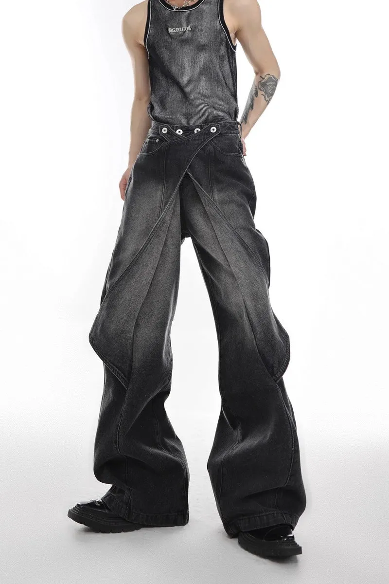 Layered Flared Denim Jeans