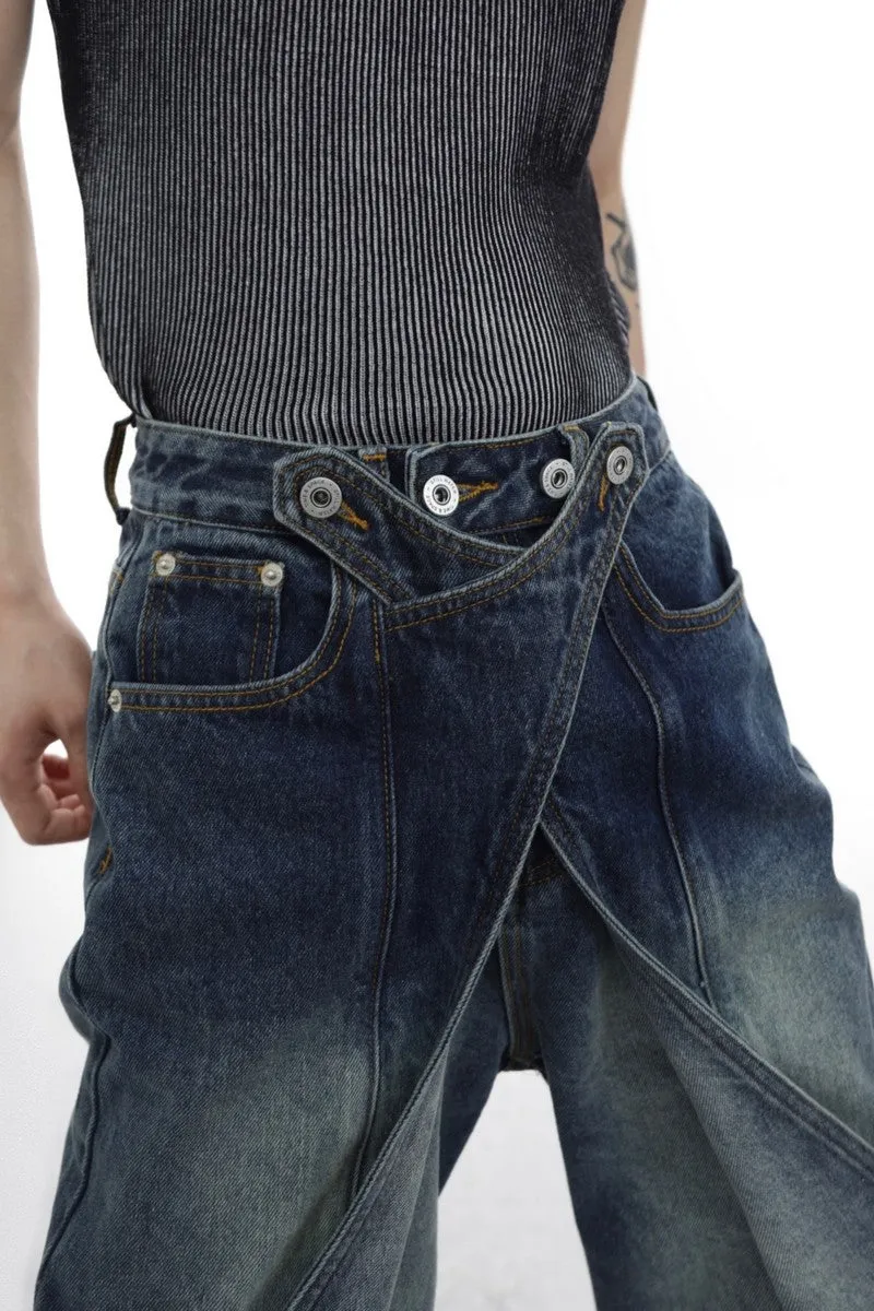 Layered Flared Denim Jeans