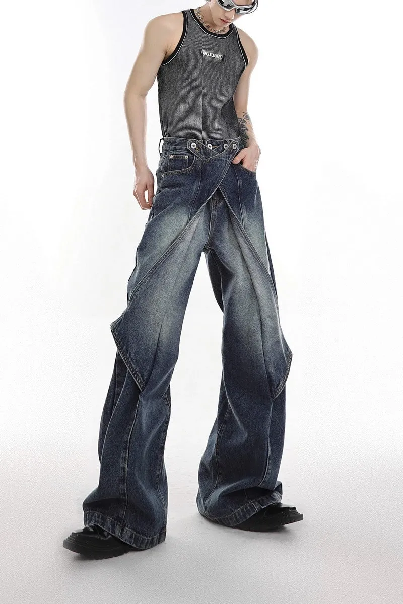 Layered Flared Denim Jeans